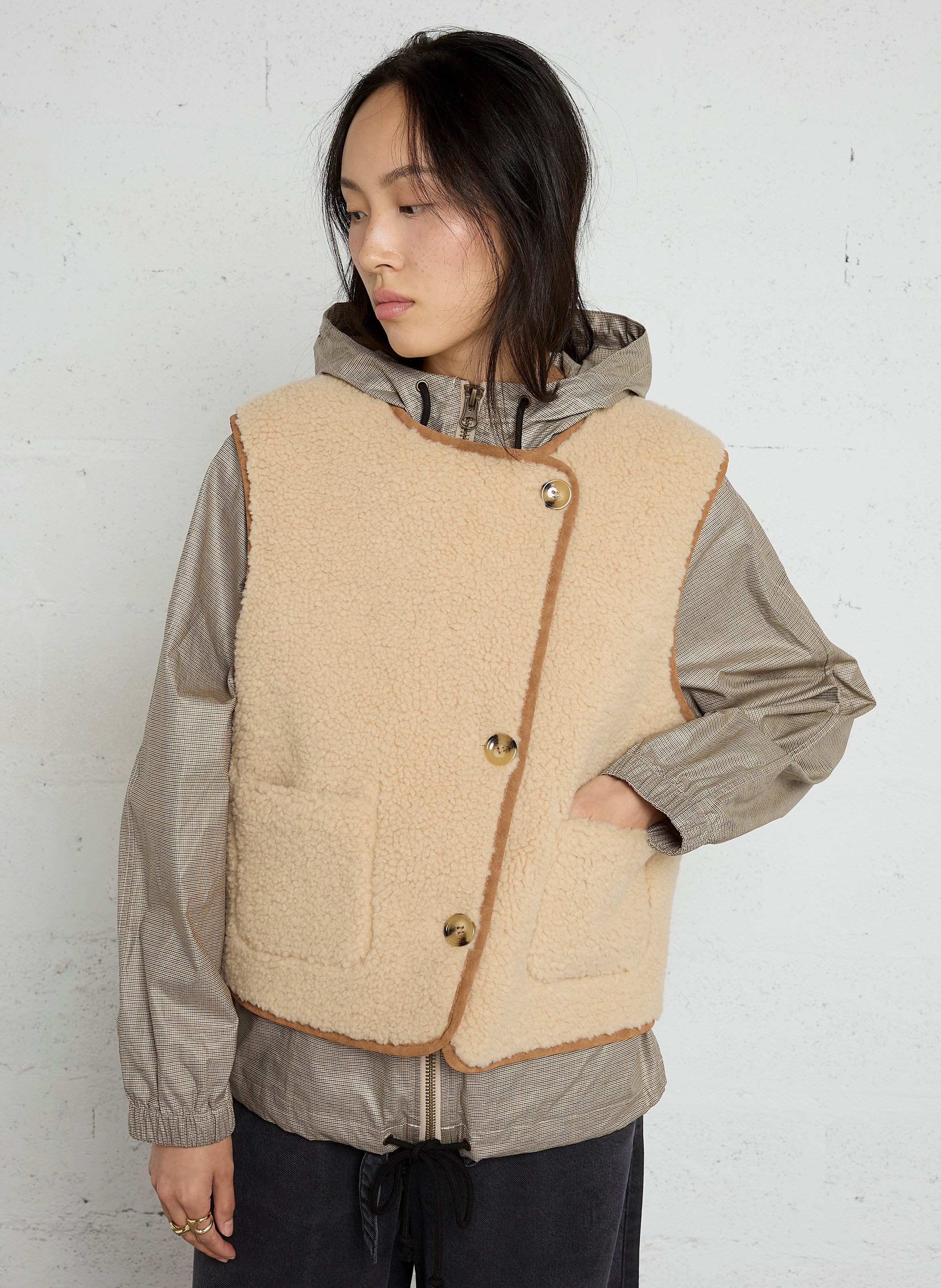 Veste droite sans manche effet fourrure LEON & HARPER