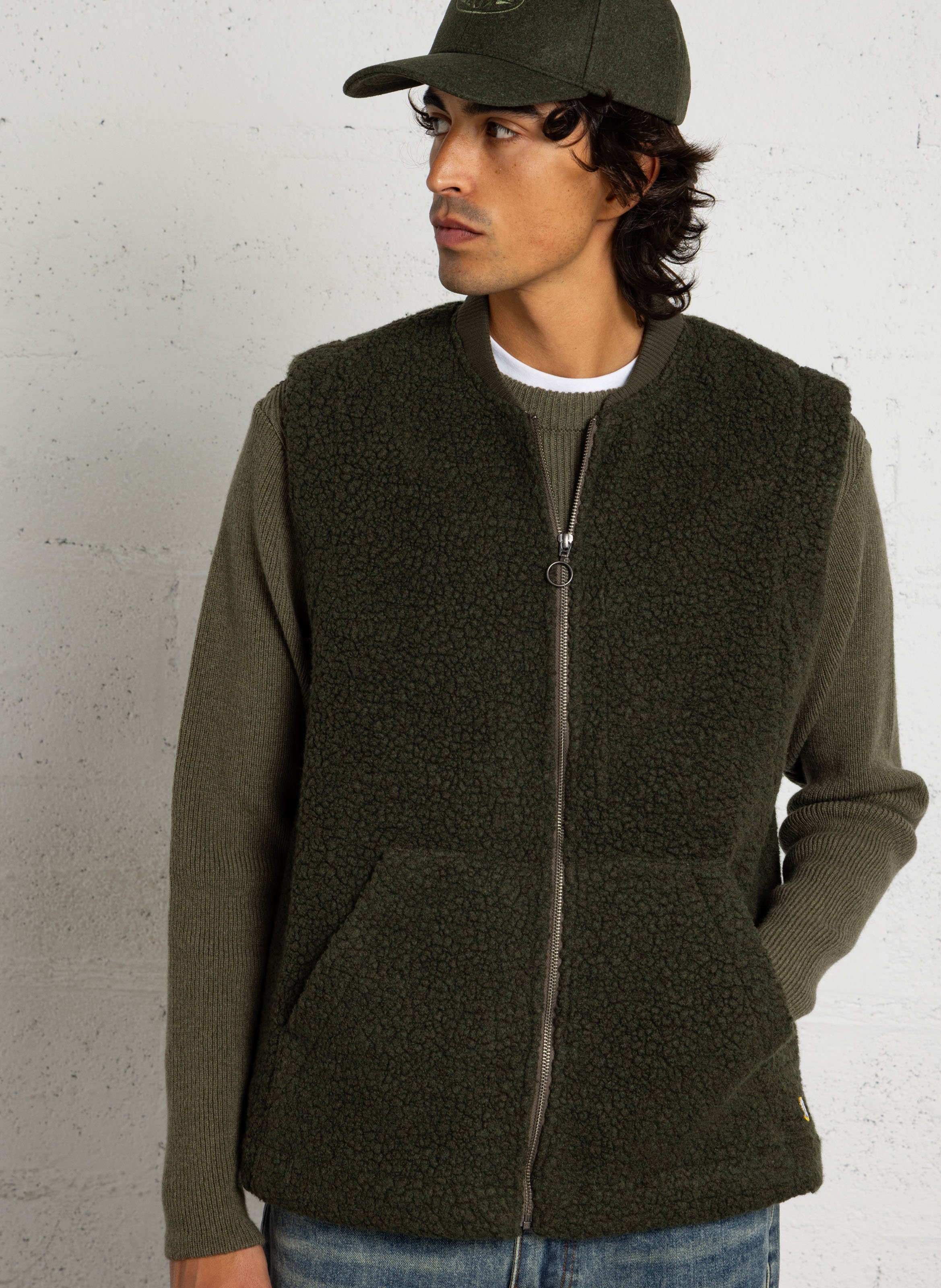 Mouwloze jas van wolmix ARMOR LUX Groen
