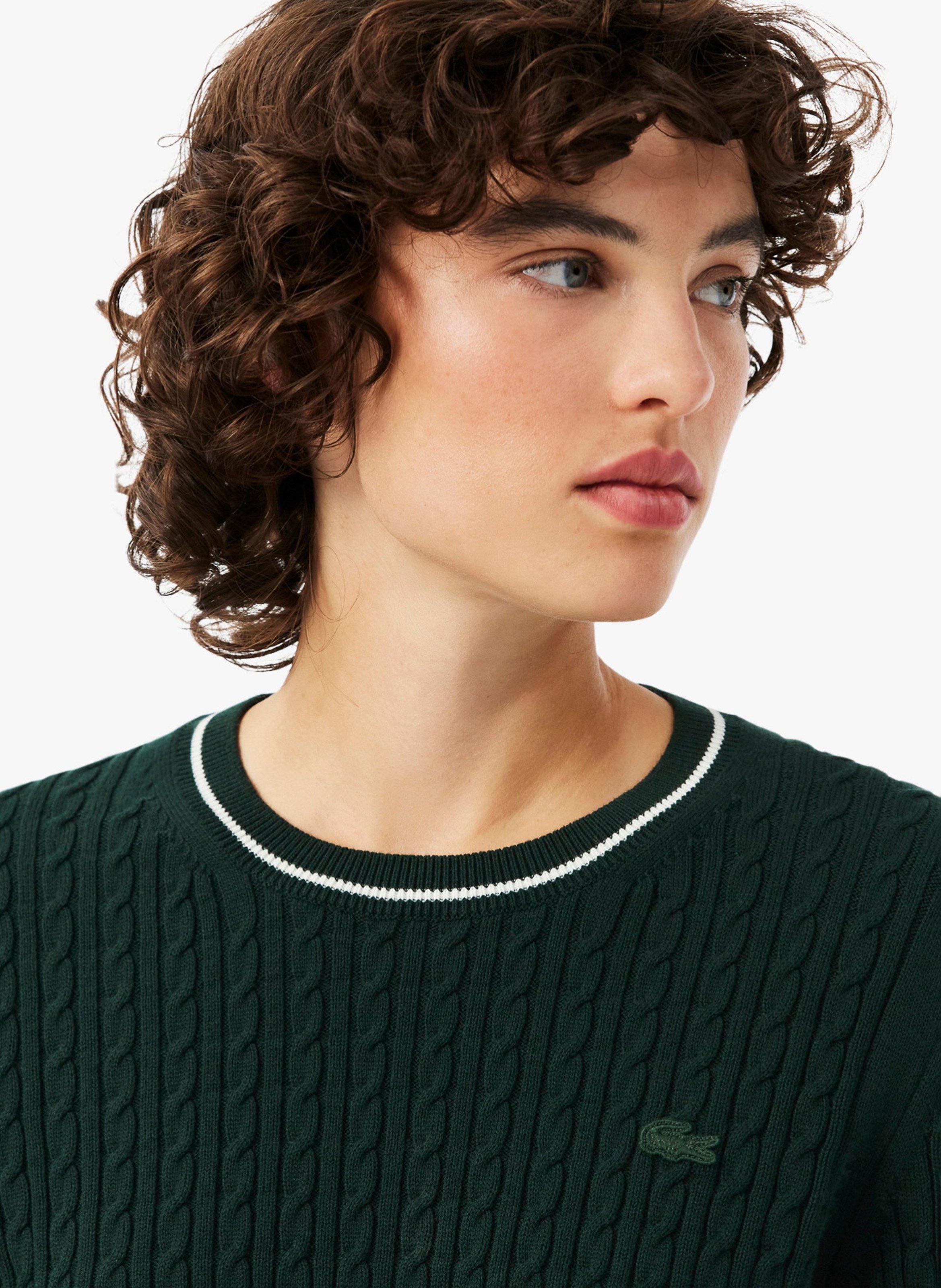 Pull droit en coton mélangé LACOSTE Vert