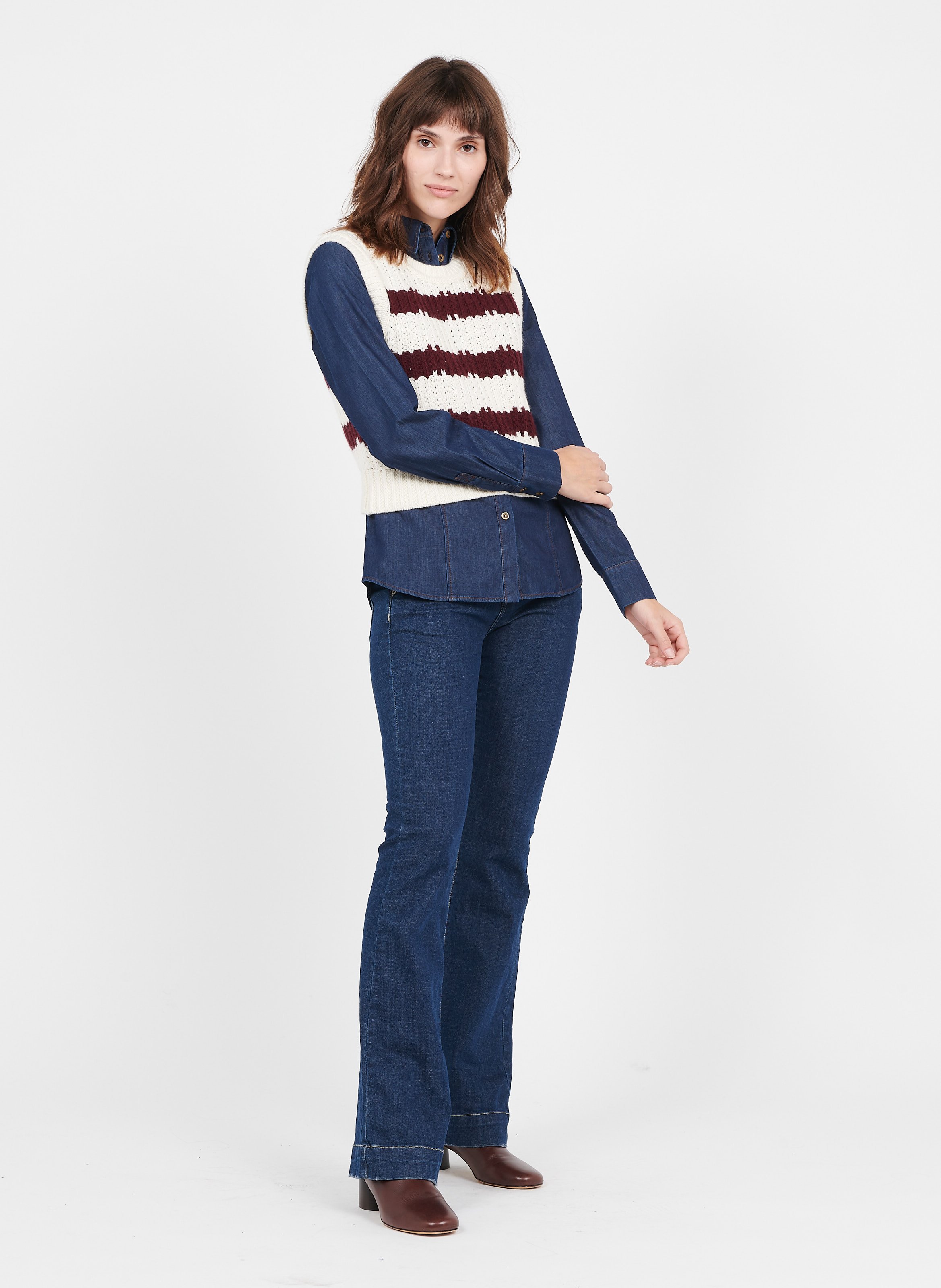 Jean boot-cut en coton PLEASE Bleu