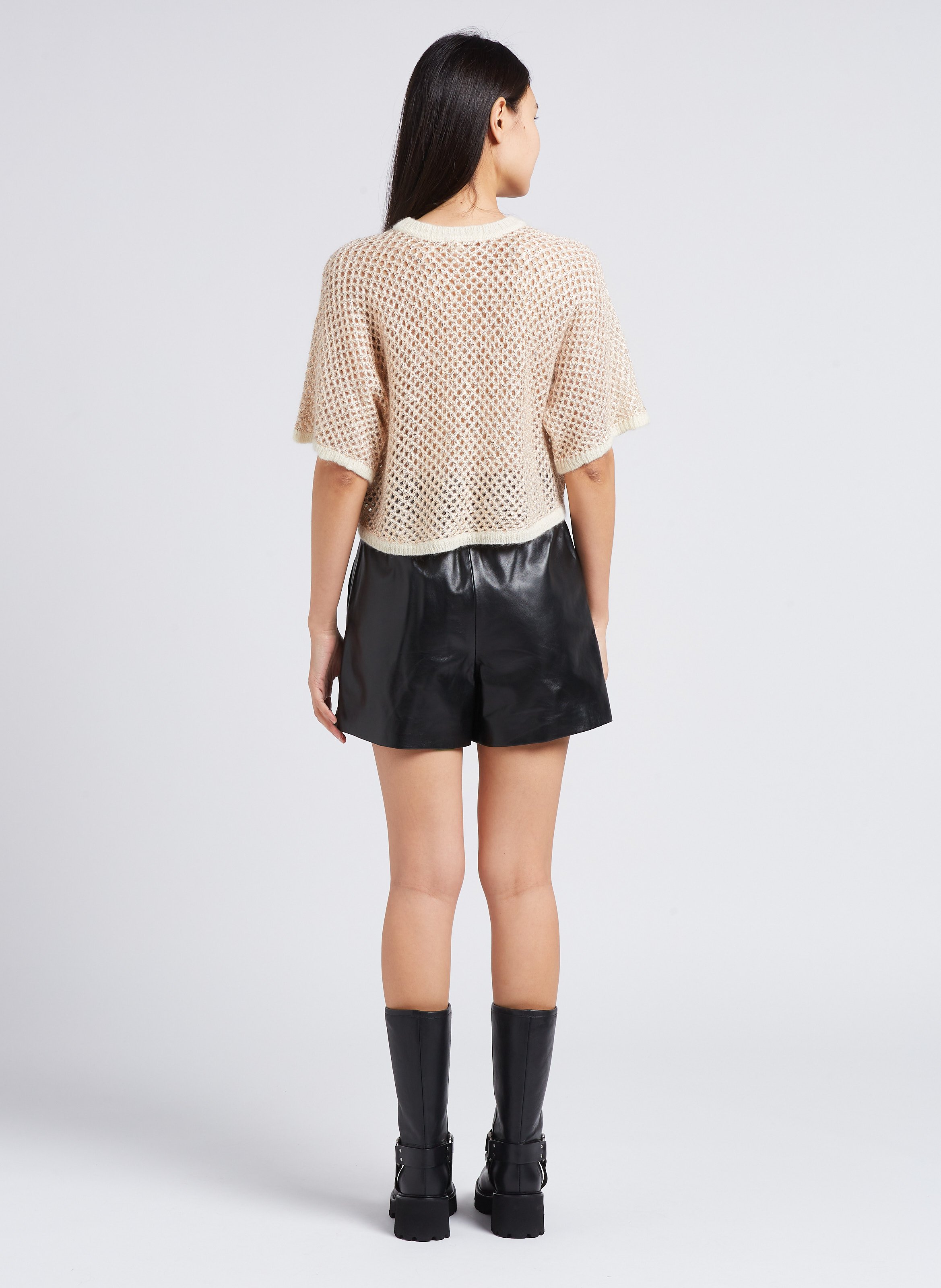 High-waisted leather shorts BA&SH Black