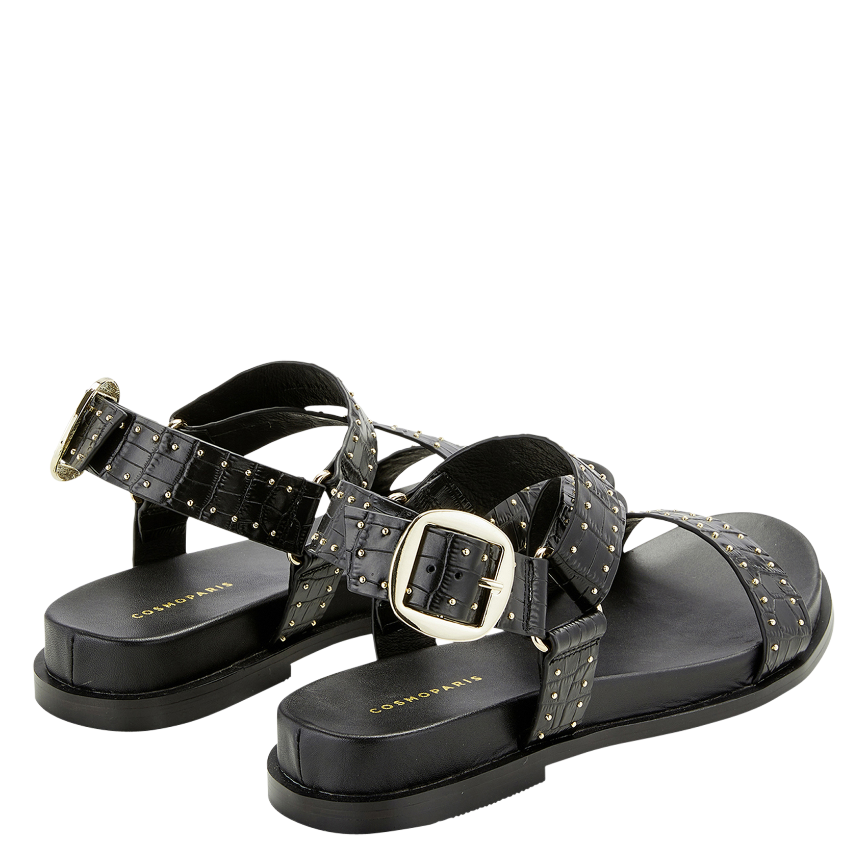 Sandalias planas de piel COSMOPARIS Negro