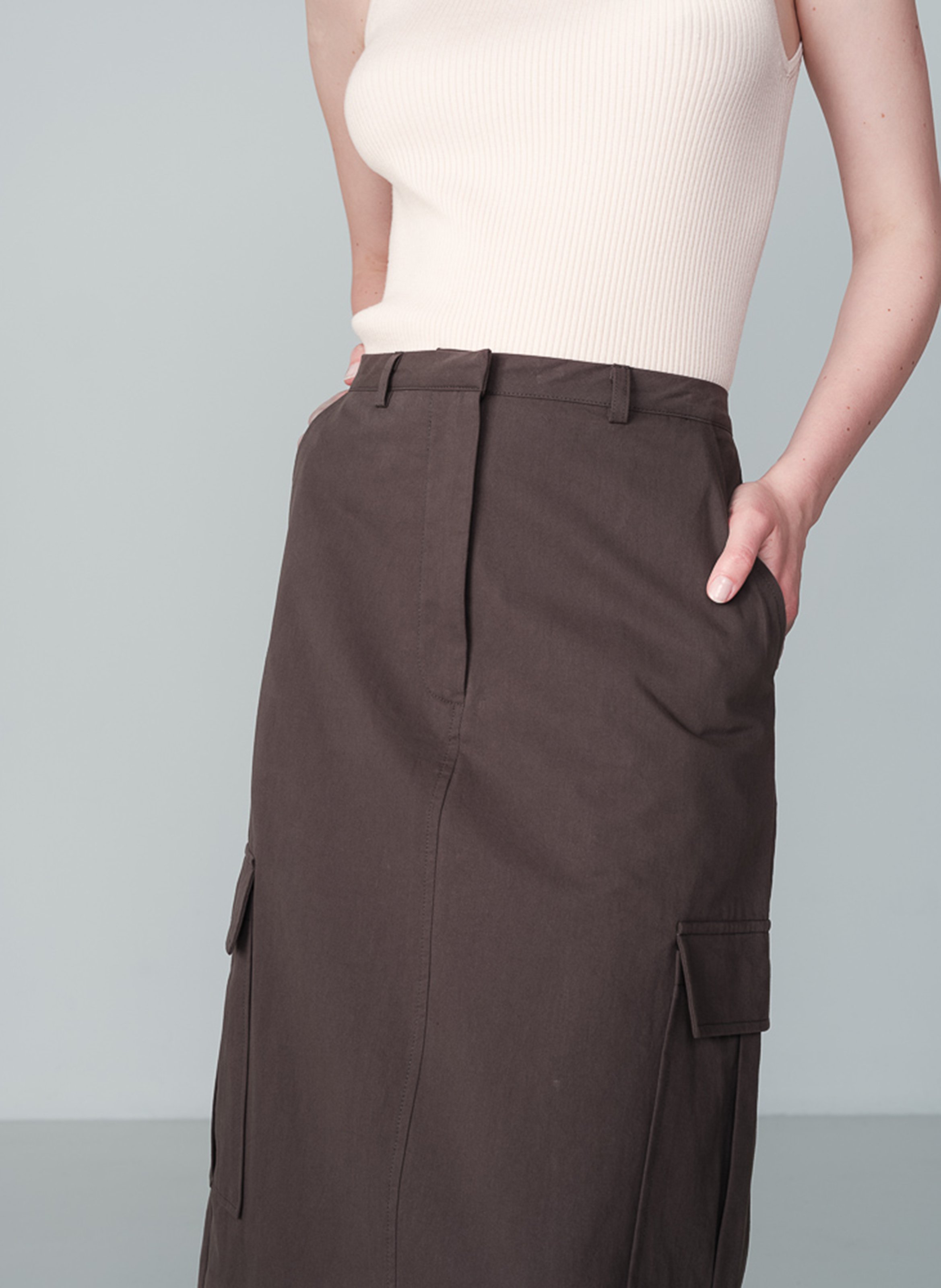 Long cotton cargo skirt GRACE ET MILA Grey