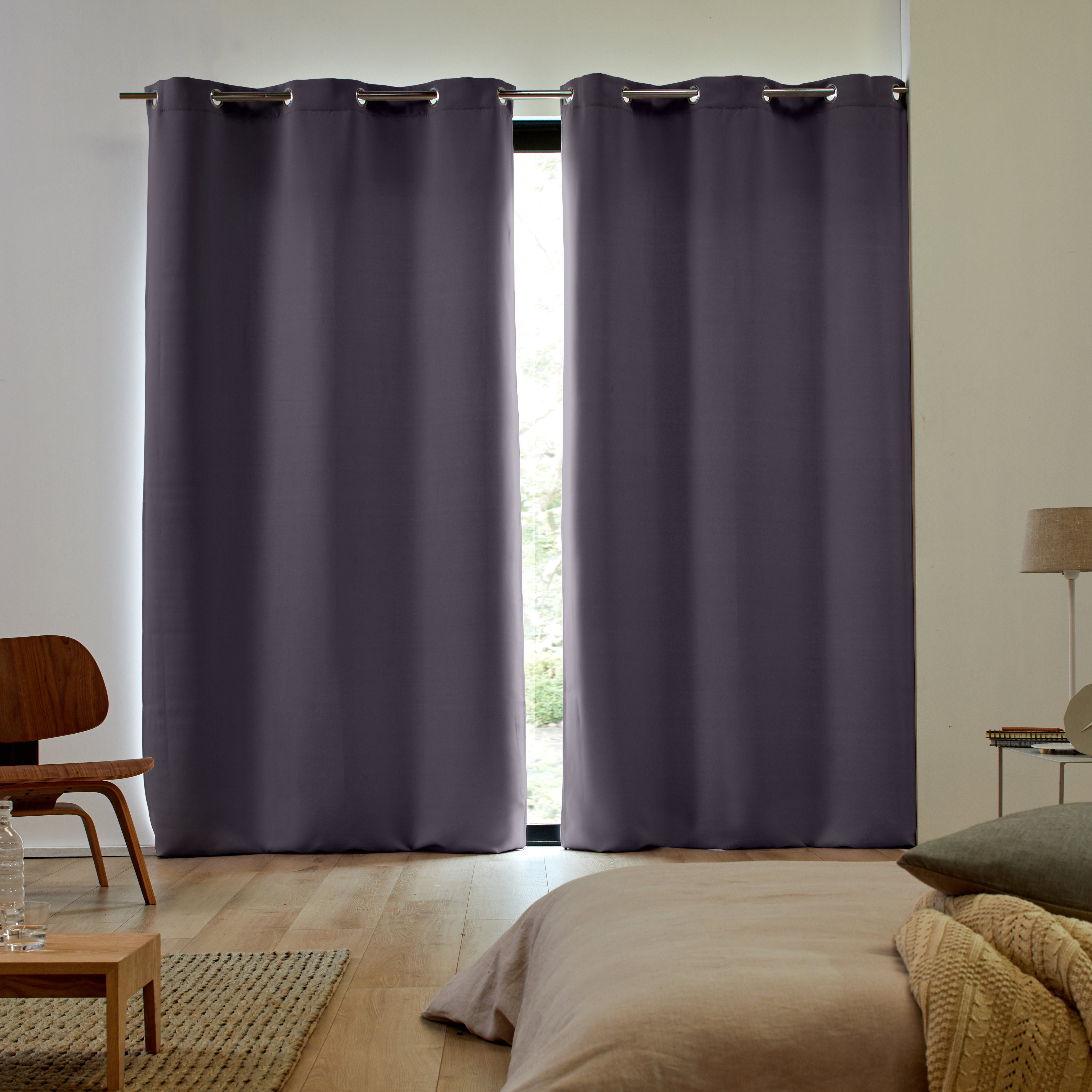 Pack of 2 blackout curtains with eyelets MADURA Grey