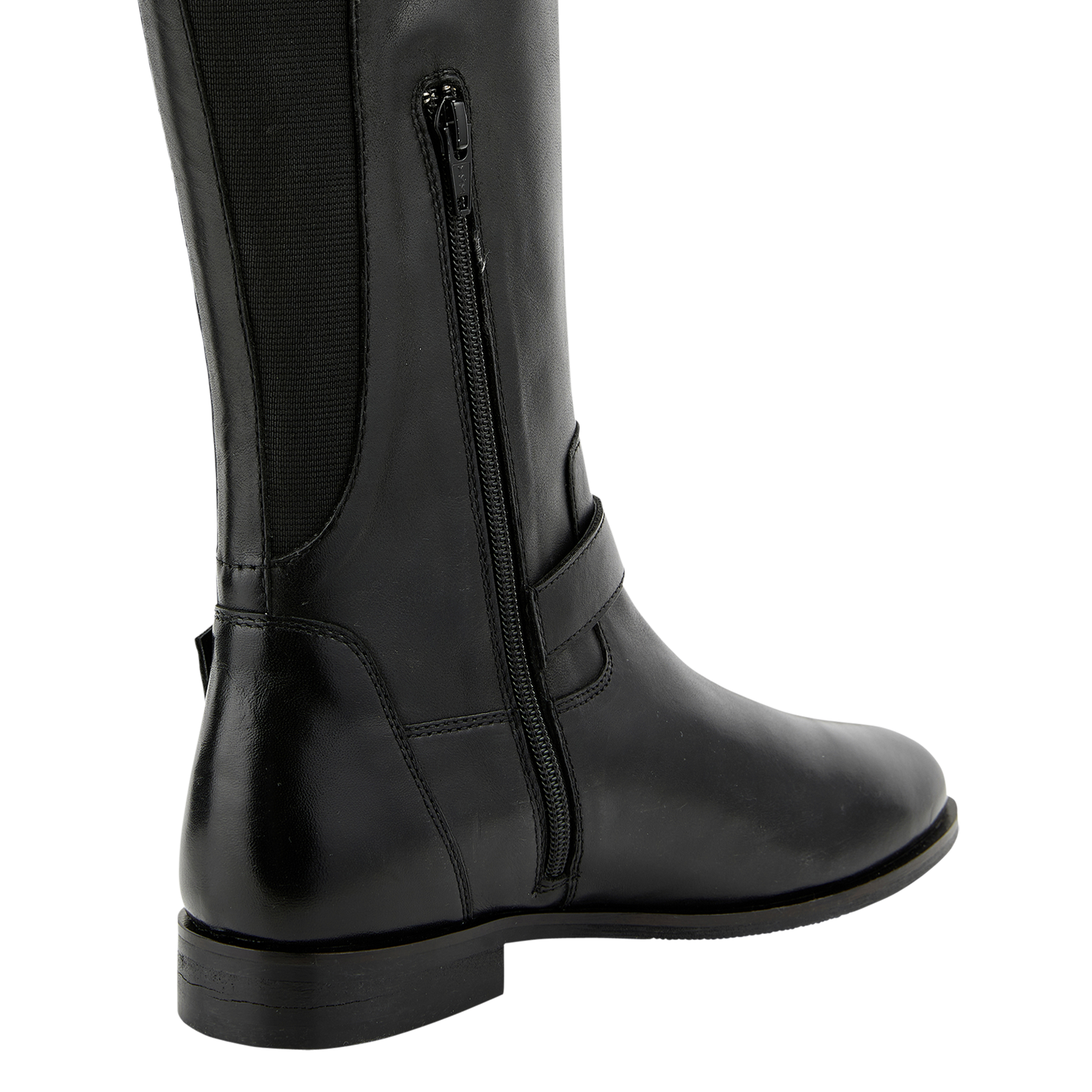 Flat leather riding boots COSMOPARIS Black