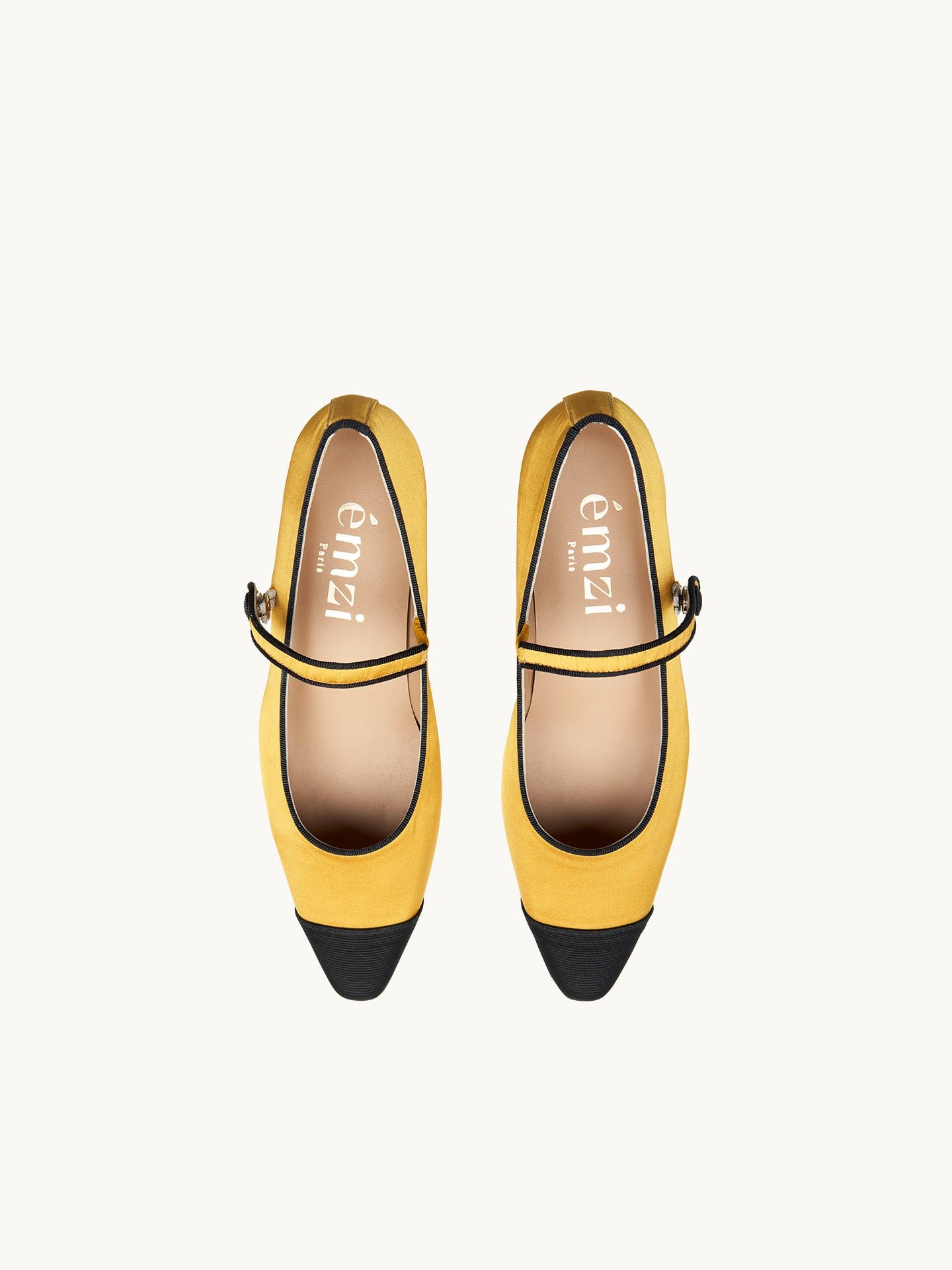 Pointed-toe satin ballet flats with low heel EMZI PARIS Yellow