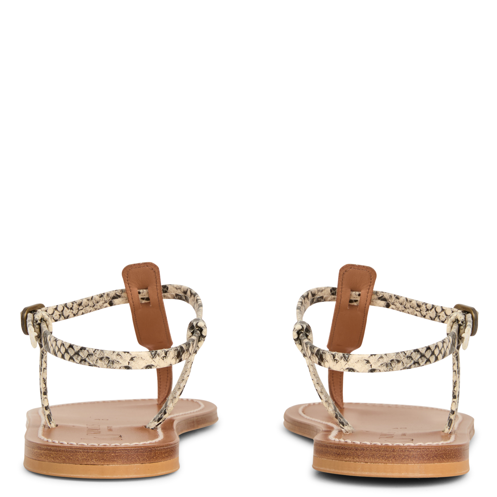 Sandales plates serpent avec entre doigt en cuir K JACQUES Beige