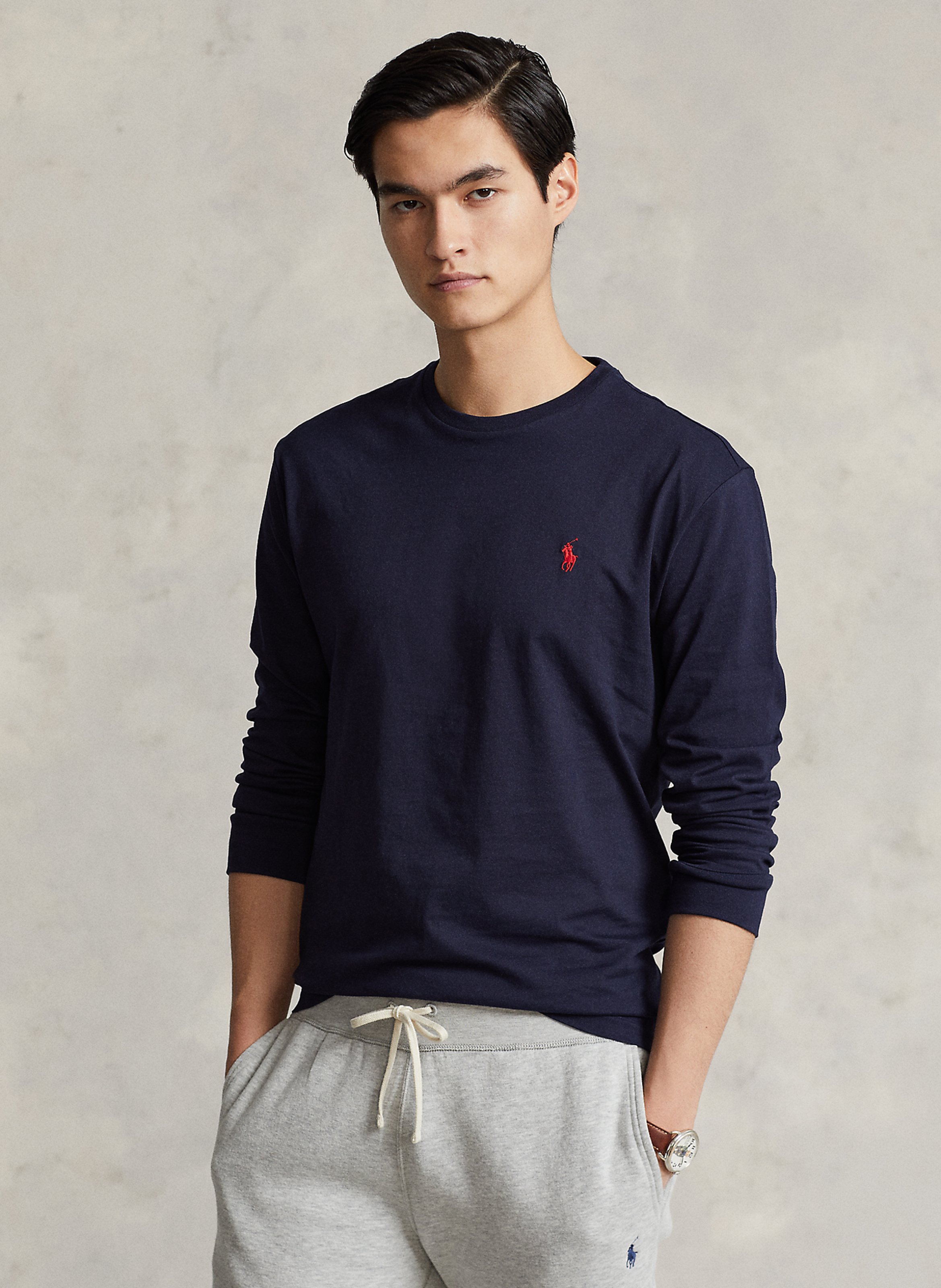 Tee-shirt col rond slim-fit en coton POLO RALPH LAUREN Bleu