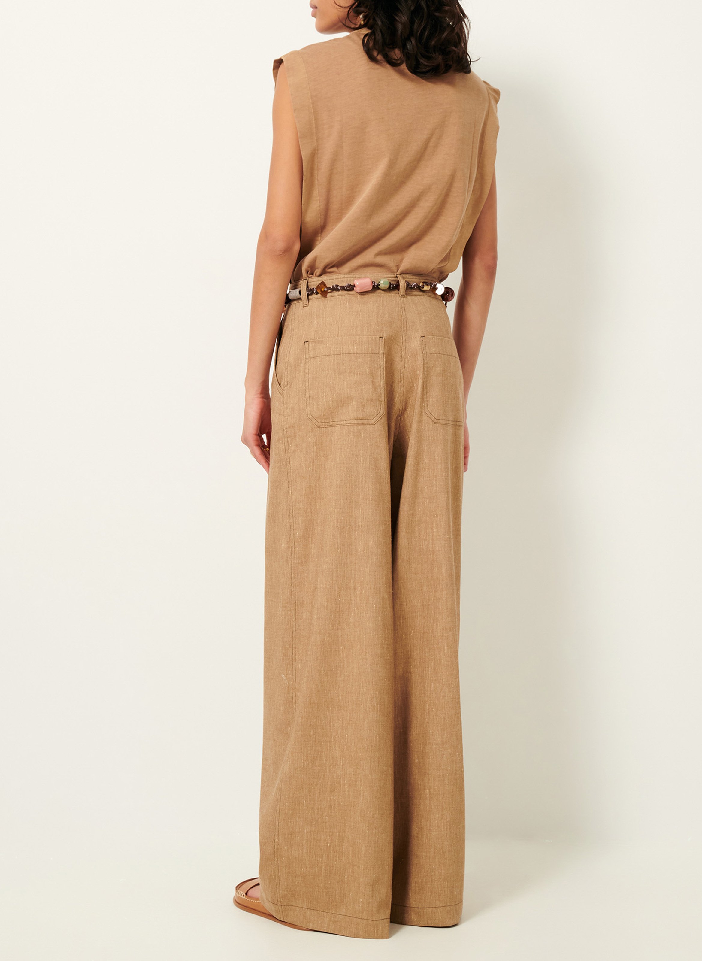 Round-neck cotton T-shirt SESSUN Beige