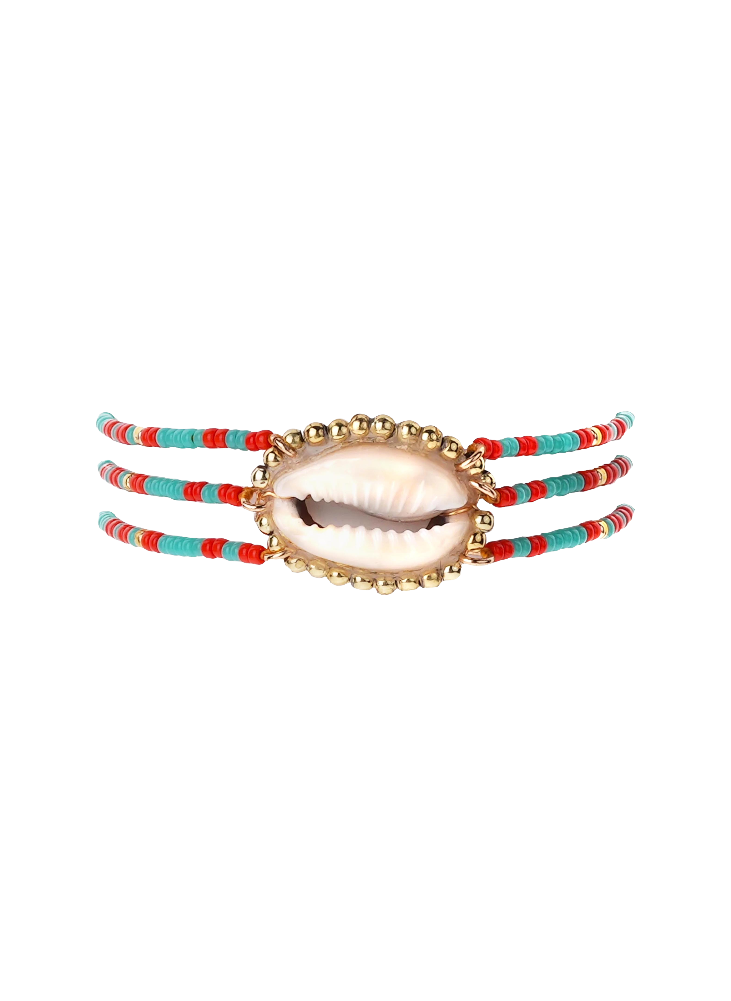 Adjustable bracelet with beads and central cabochon HIPANEMA Blue