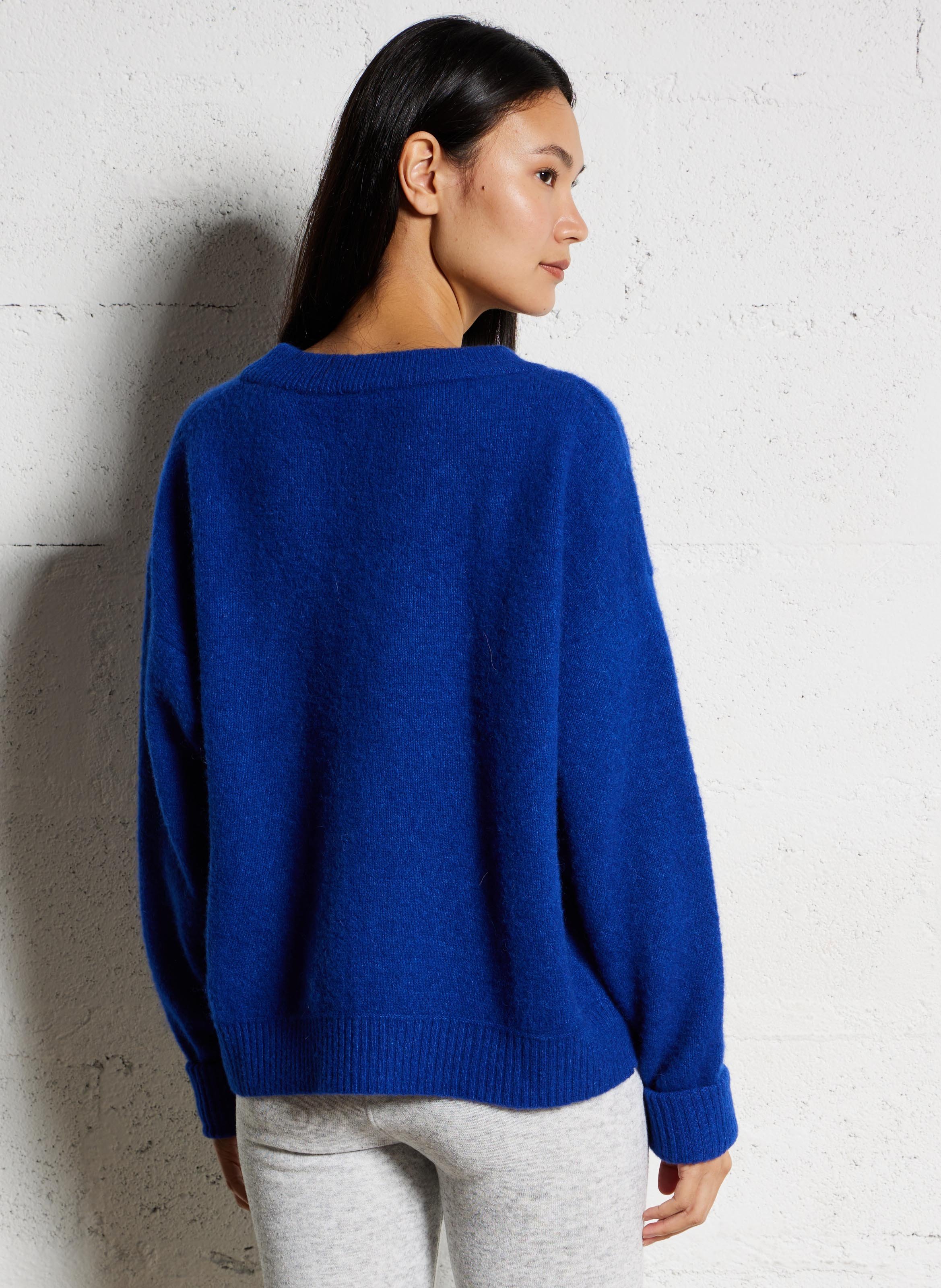 Pull ample col rond en laine mélangée AMERICAN VINTAGE Bleu