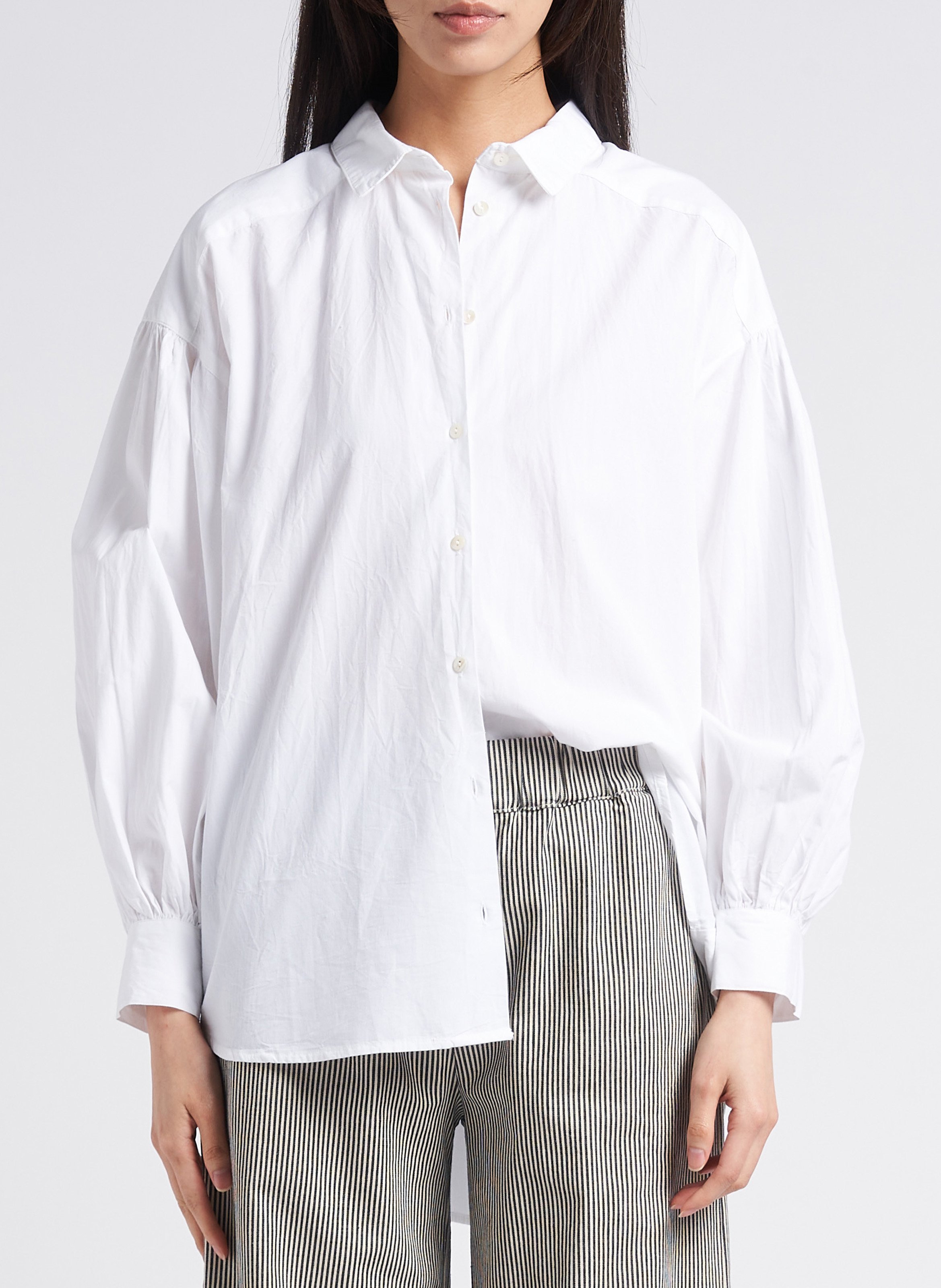 Loose-fit cotton shirt with classic collar BY BAR White