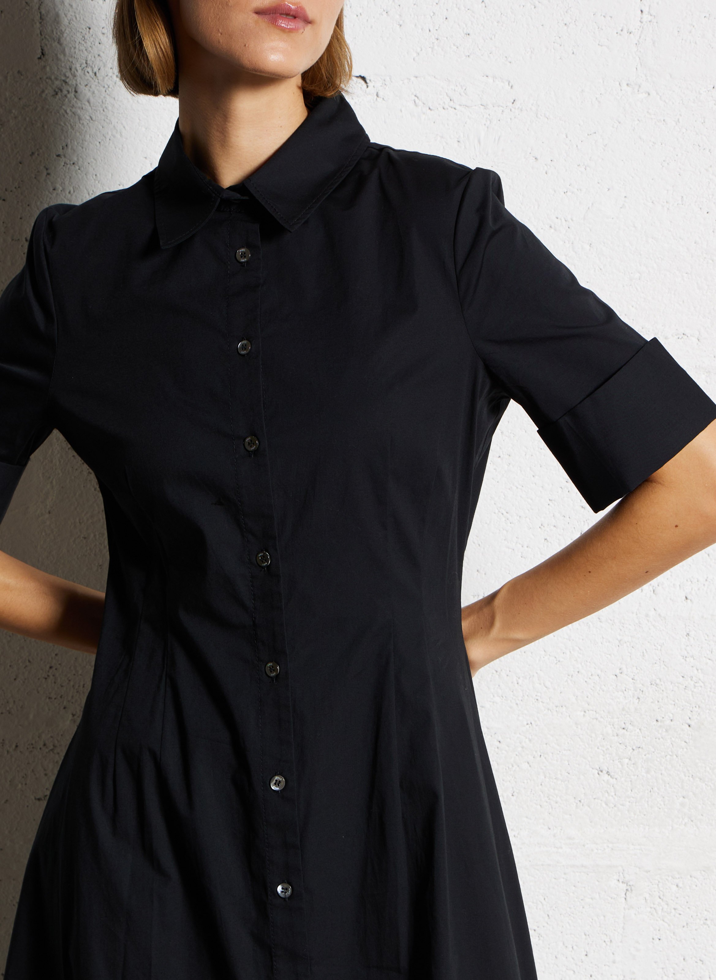 Long cotton-blend dress STAUD Black