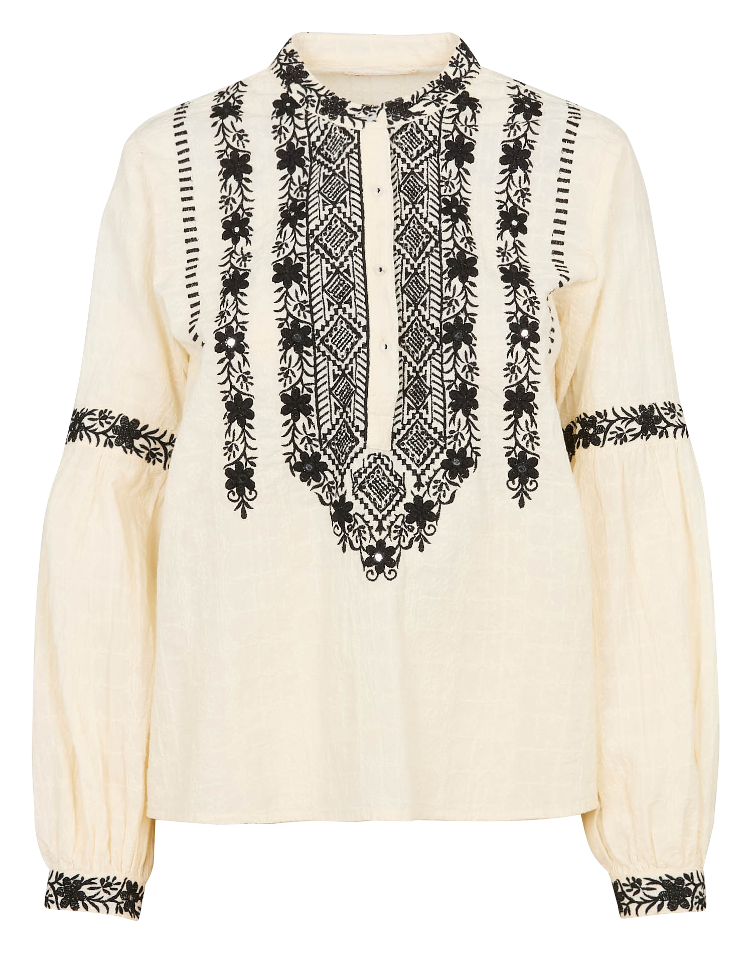 Straight embroidered round neck blouse MAISON HOTEL White
