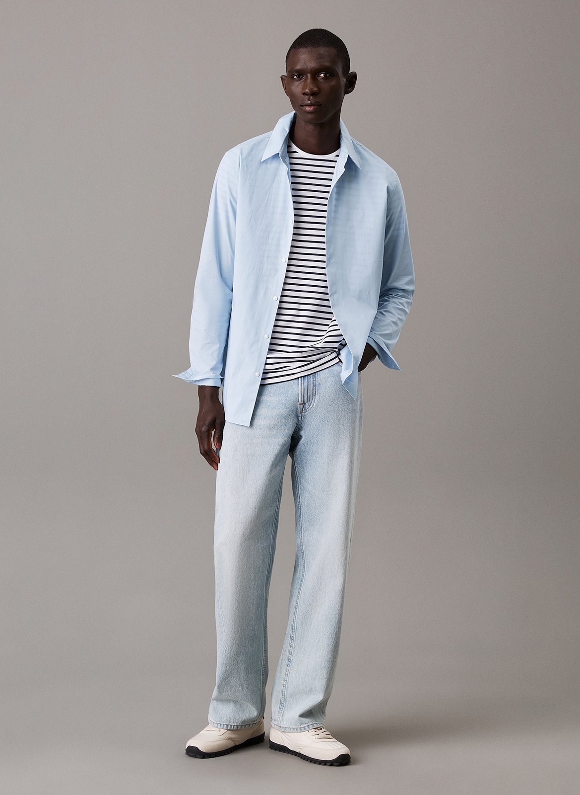 Regular-fit cotton-blend shirt CALVIN KLEIN Grey