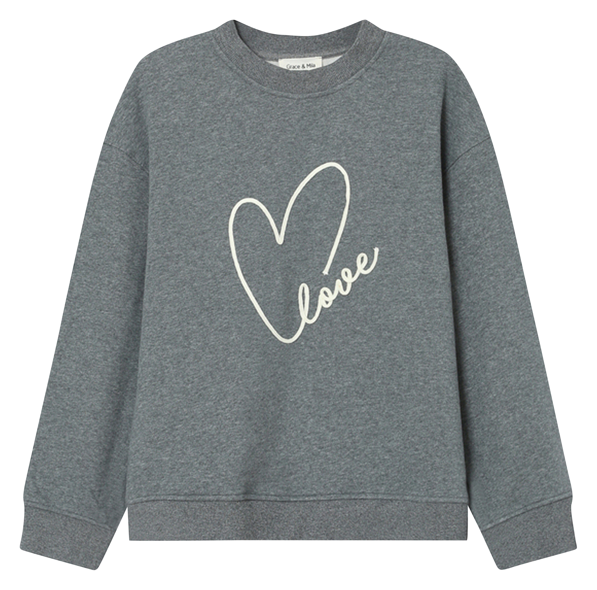 Cotton-mix round-neck sweatshirt GRACE ET MILA Silver
