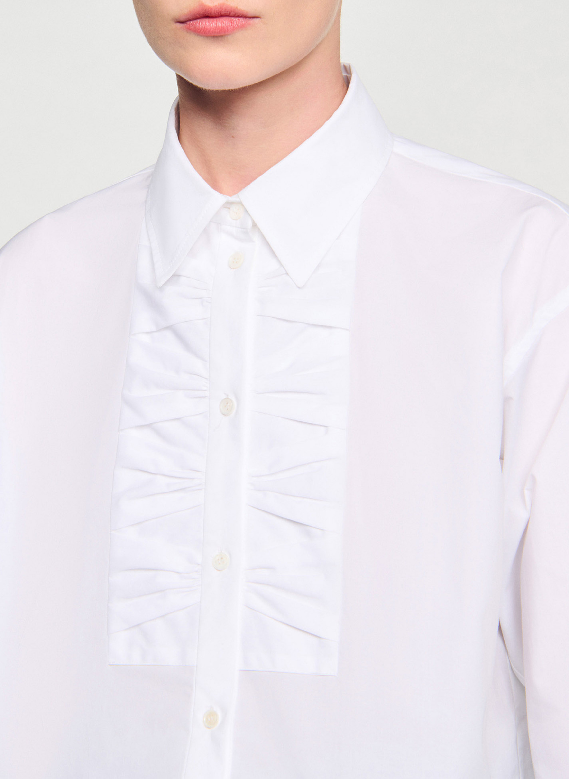 Chemise courte ample unie  SANDRO Blanc