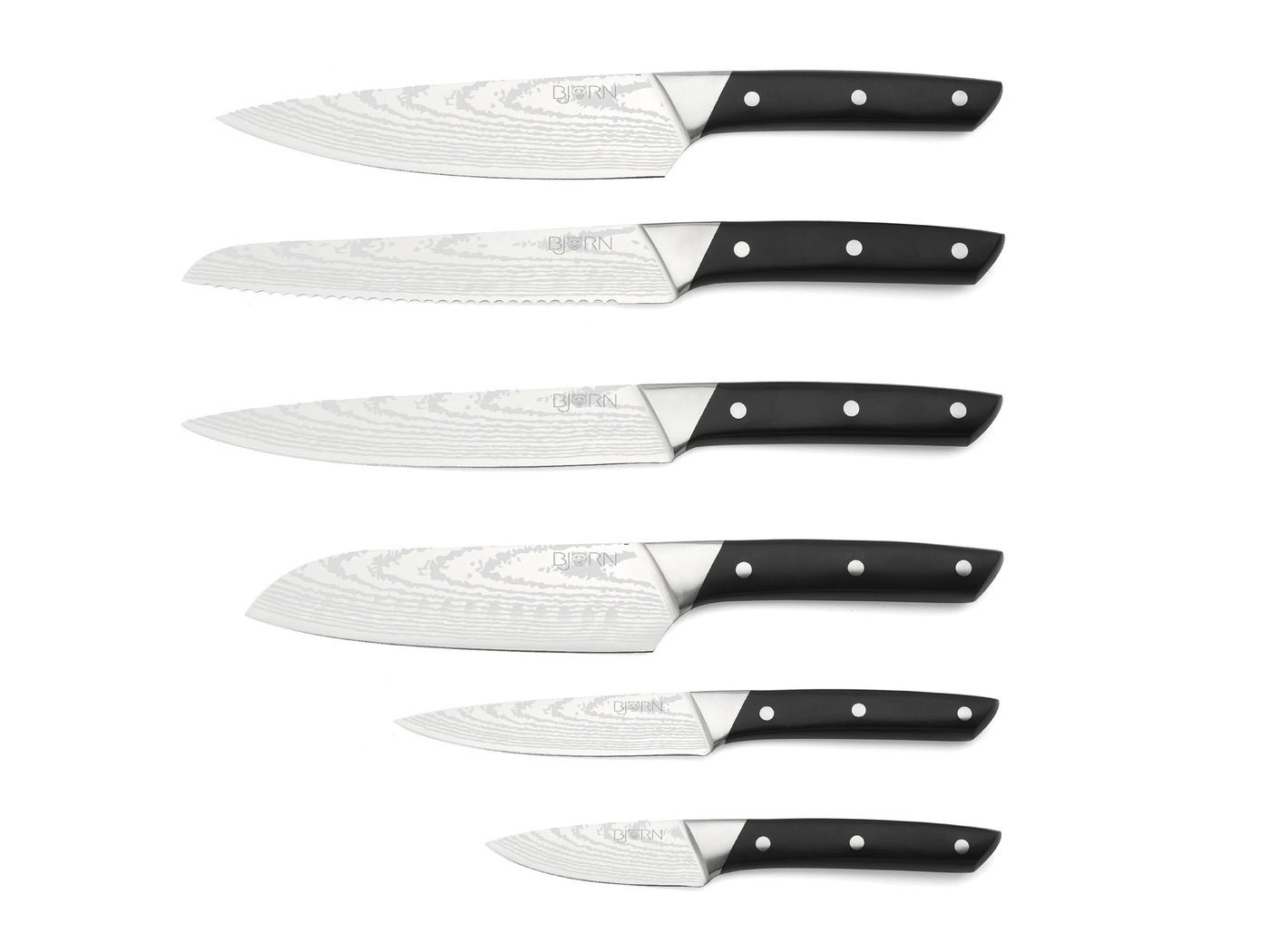 Erling Kitchen Knives - 6 pieces BJORN Black