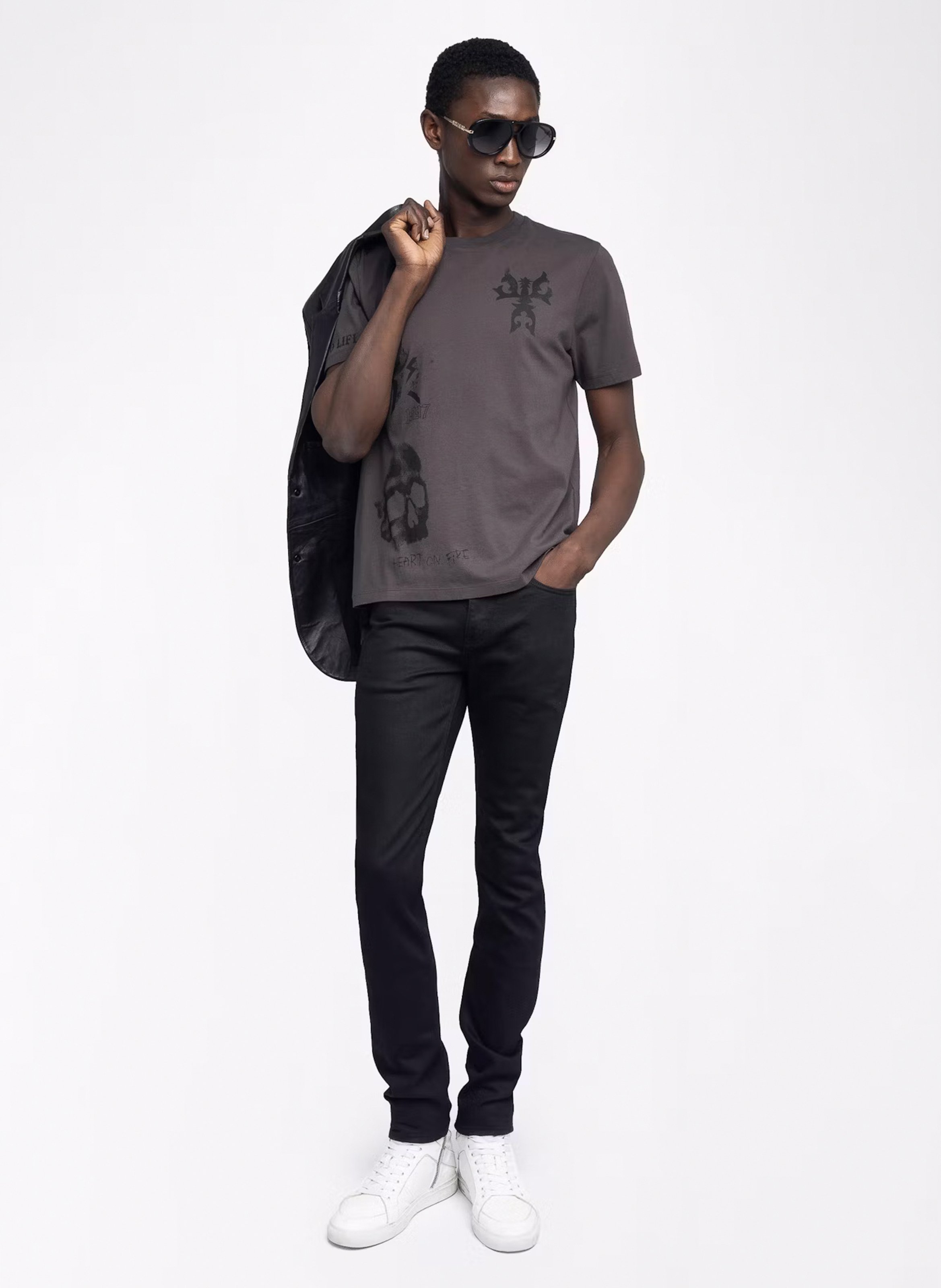 Tee-shirt col rond en coton ZADIG&amp;VOLTAIRE Marron