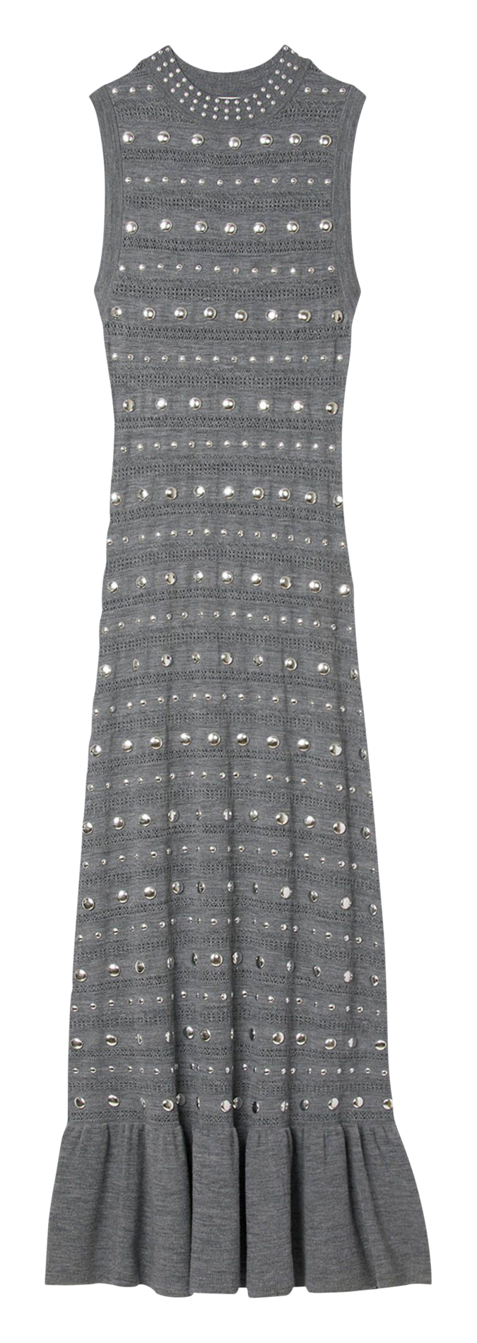 Lange aansluitende jurk met ronde hals in gemengde wol SANDRO Grijs