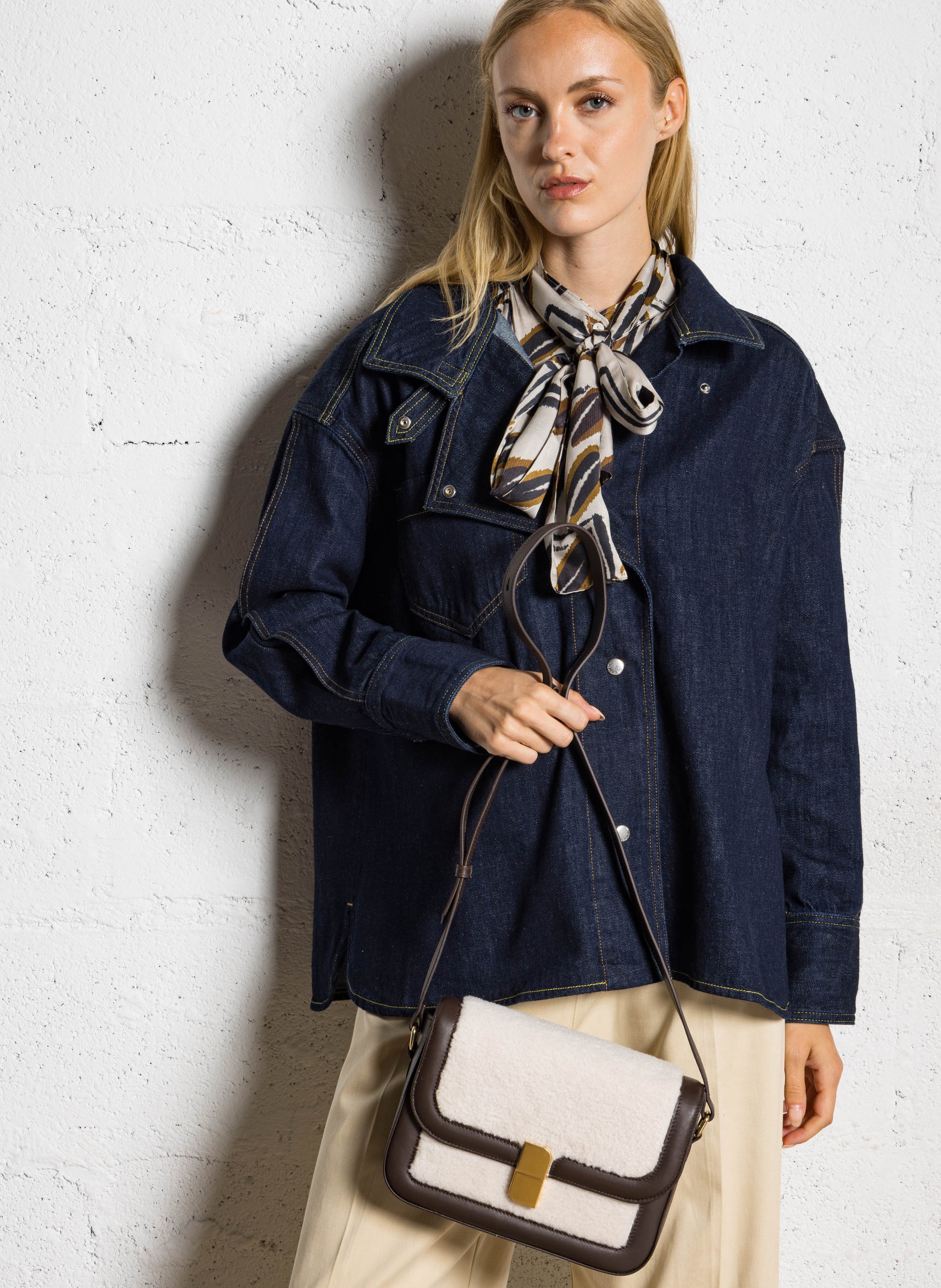 Sac bandoulière bi-matière NAT & NIN Marron