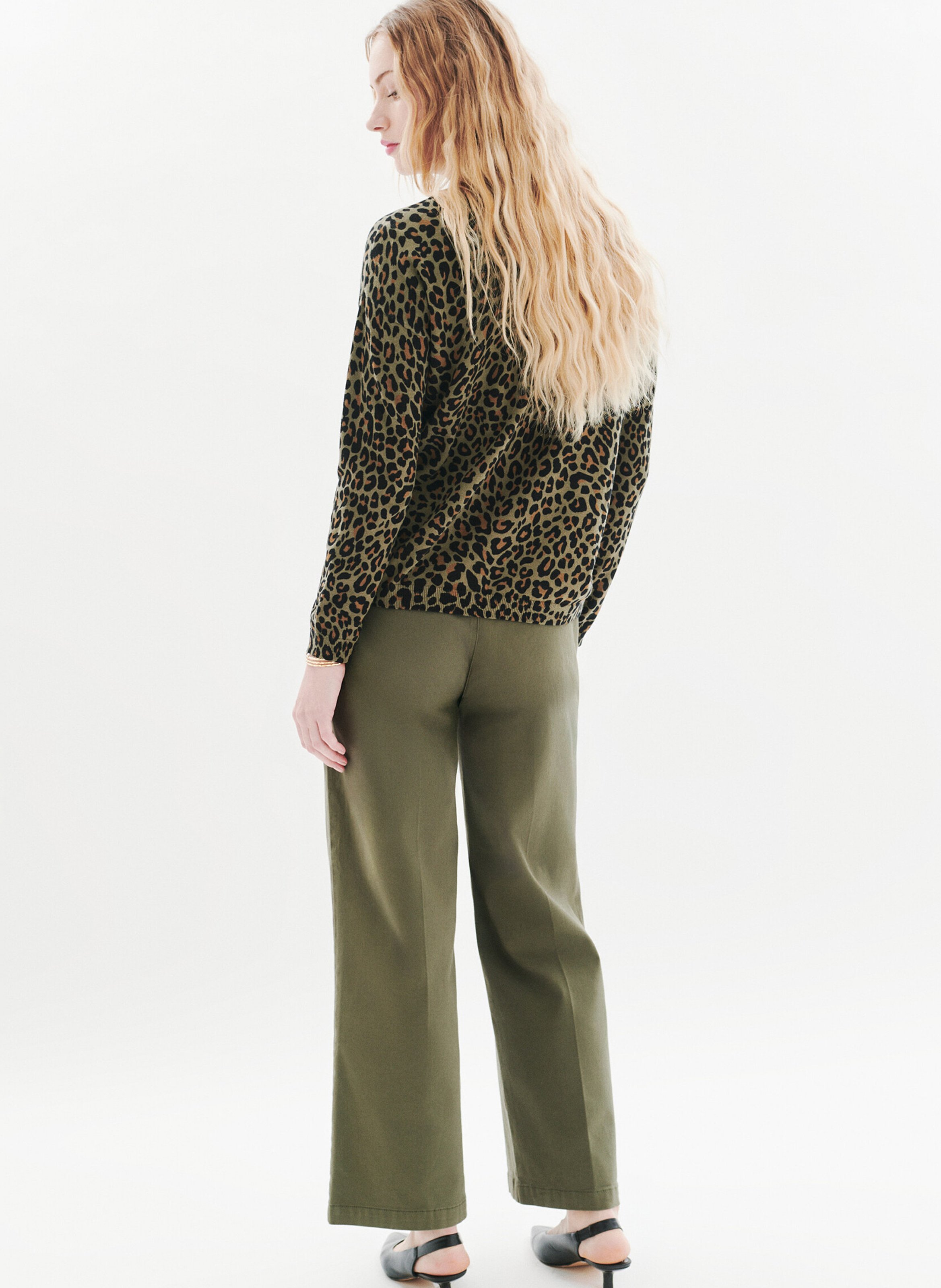 Pull à motif léopard CAROLL Vert