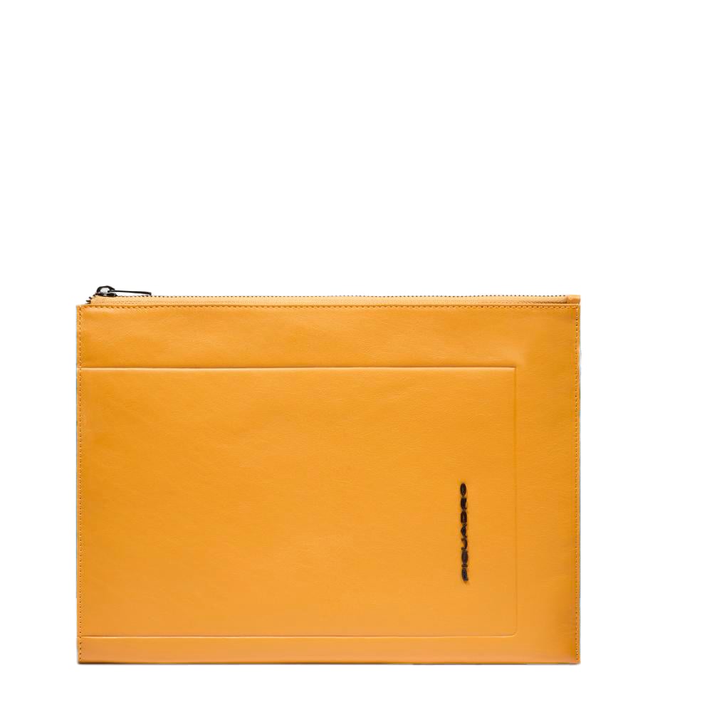 Men's leather clutch with compartment for iPad® Pro 11 and pocket for AirPods® PIQUADRO Yellow