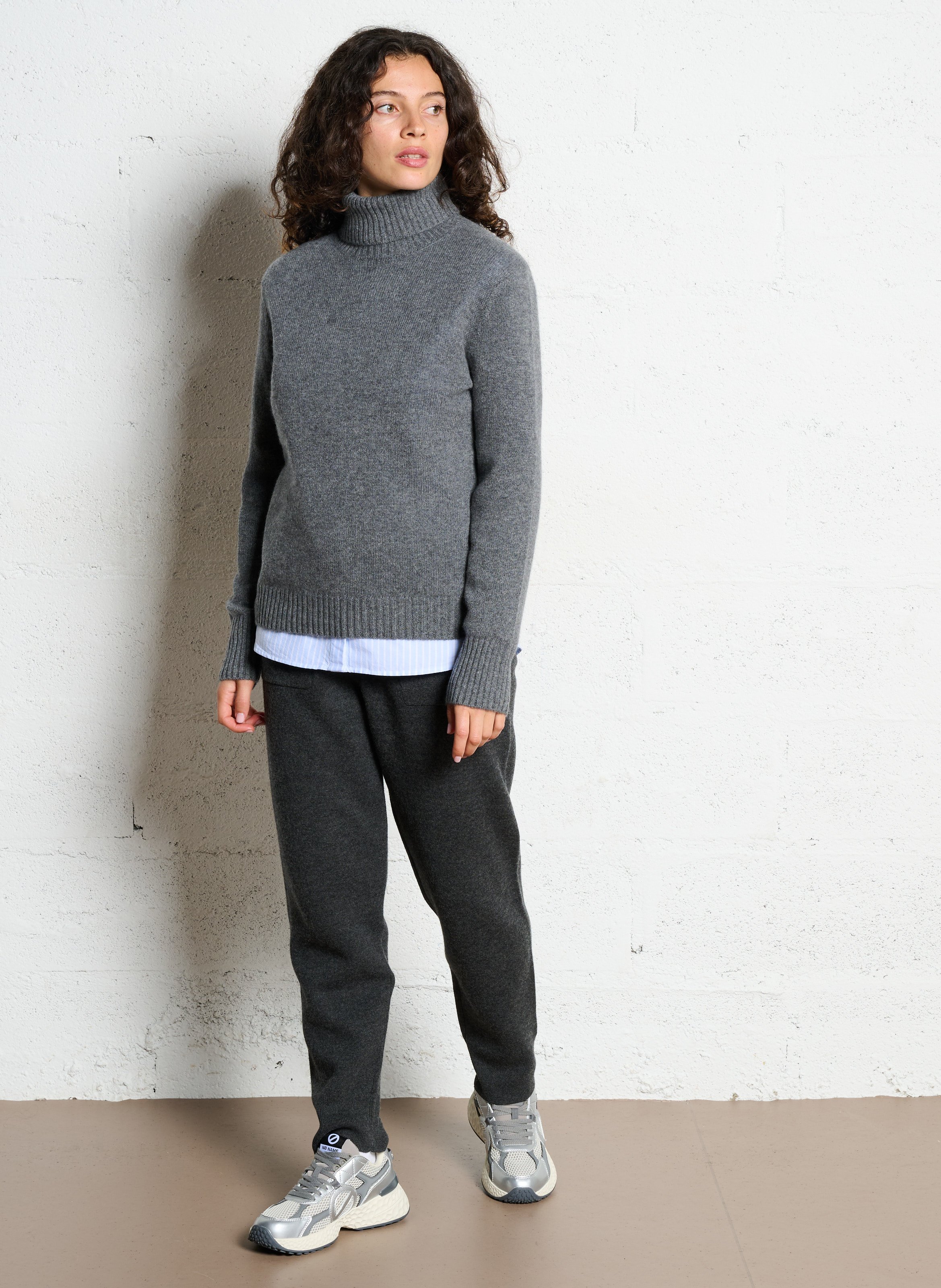 Pull droit col roulé en cachemire MAISON 123 Gris