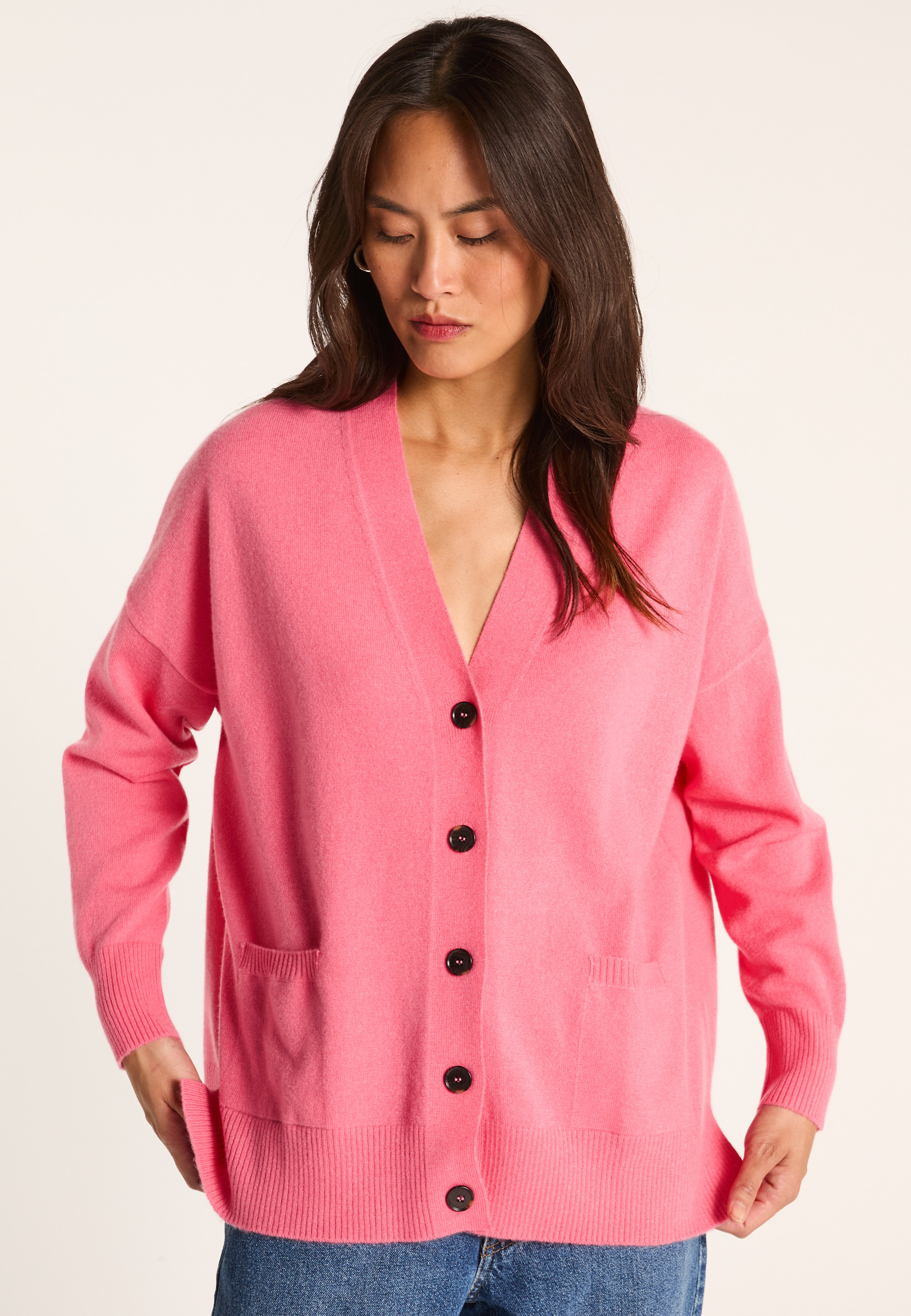 Buttoned cashmere cardigan MAISON MONTAGUT Pink