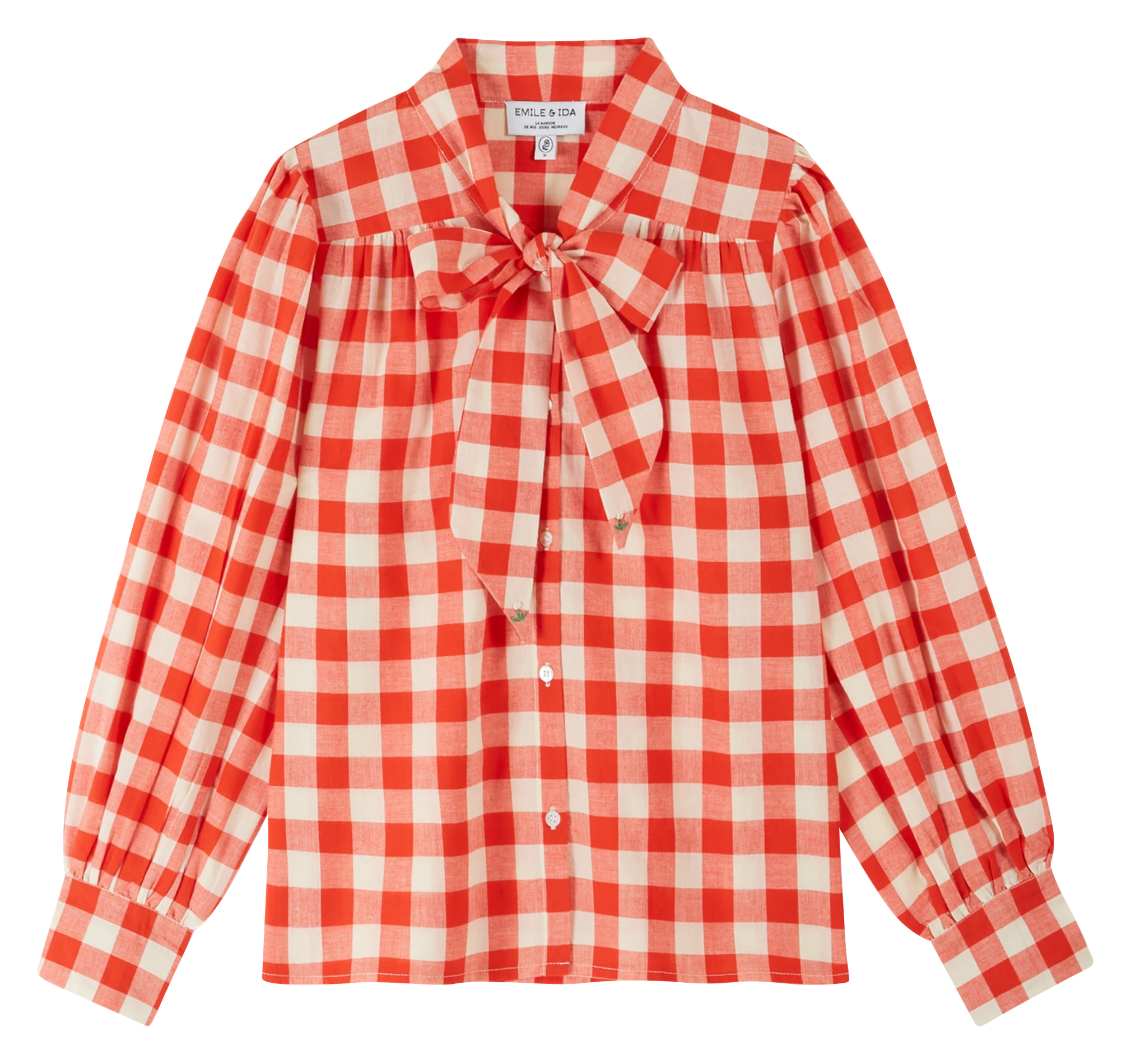 Shirt with Lavallière collar in organic cotton EMILE ET IDA Red
