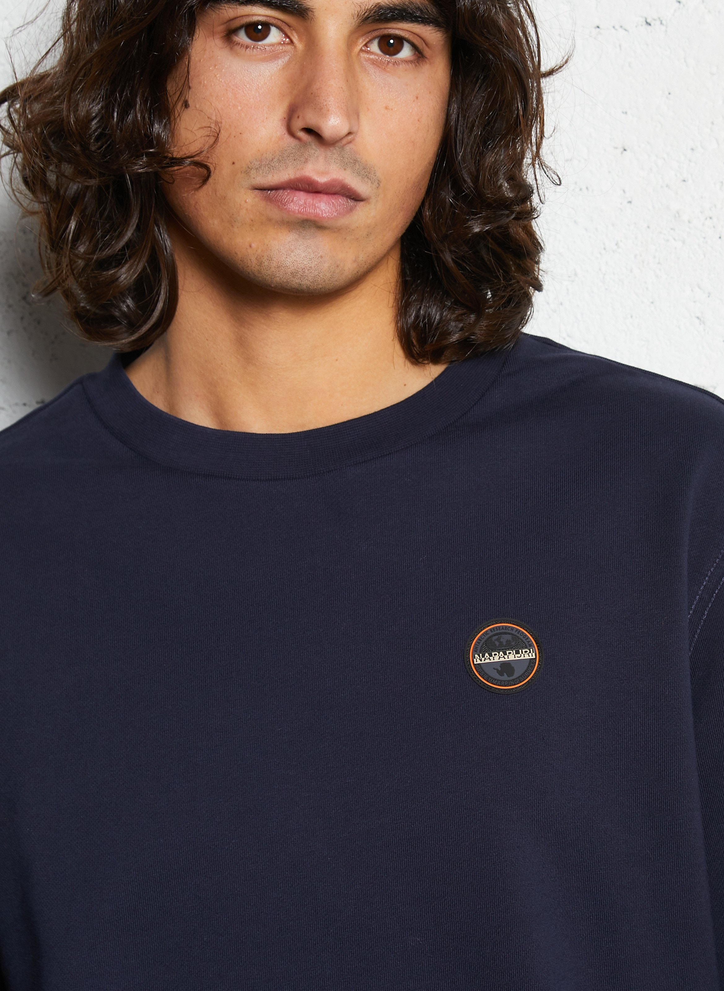 Sweat droit col rond en coton NAPAPIJRI Bleu