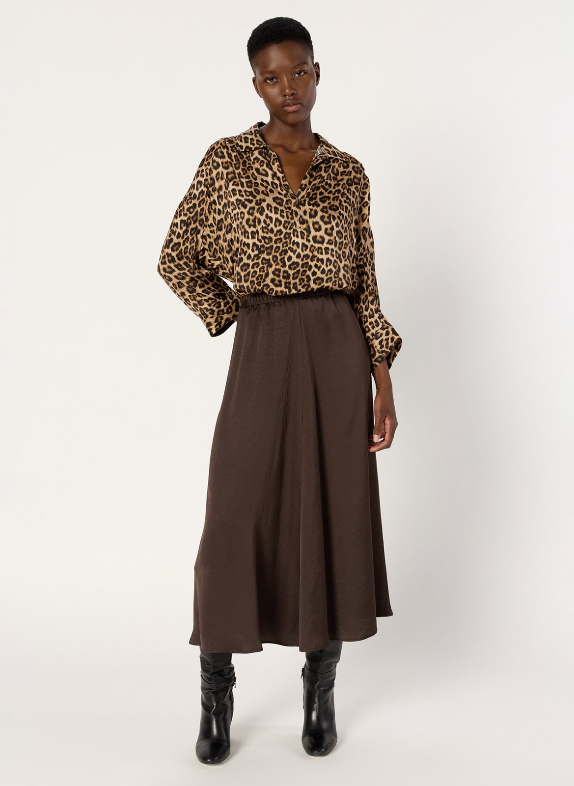 Jupe longue plissée GERARD DAREL Kaki