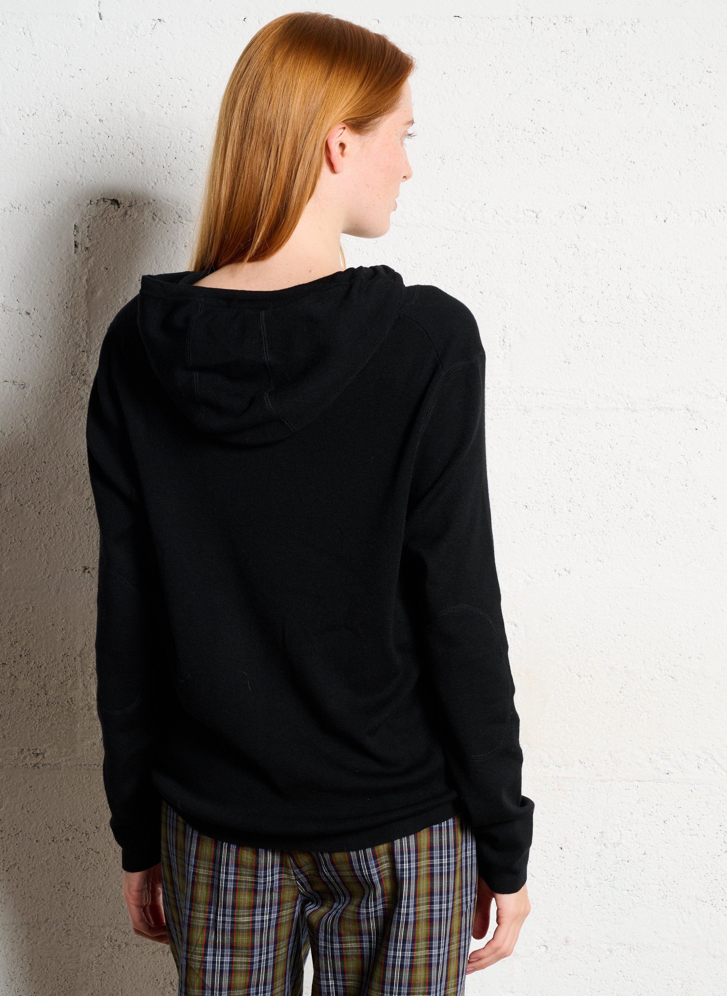 Gilet droit à capuche en maille LE TEMPS DES CERISES Noir