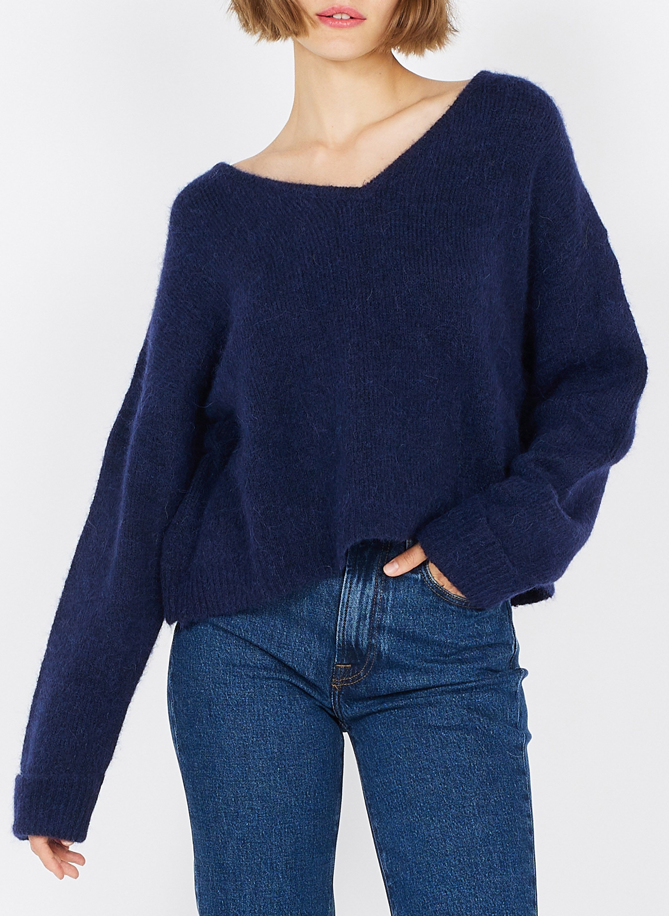 Pull col V en alpaga mélangé AMERICAN VINTAGE