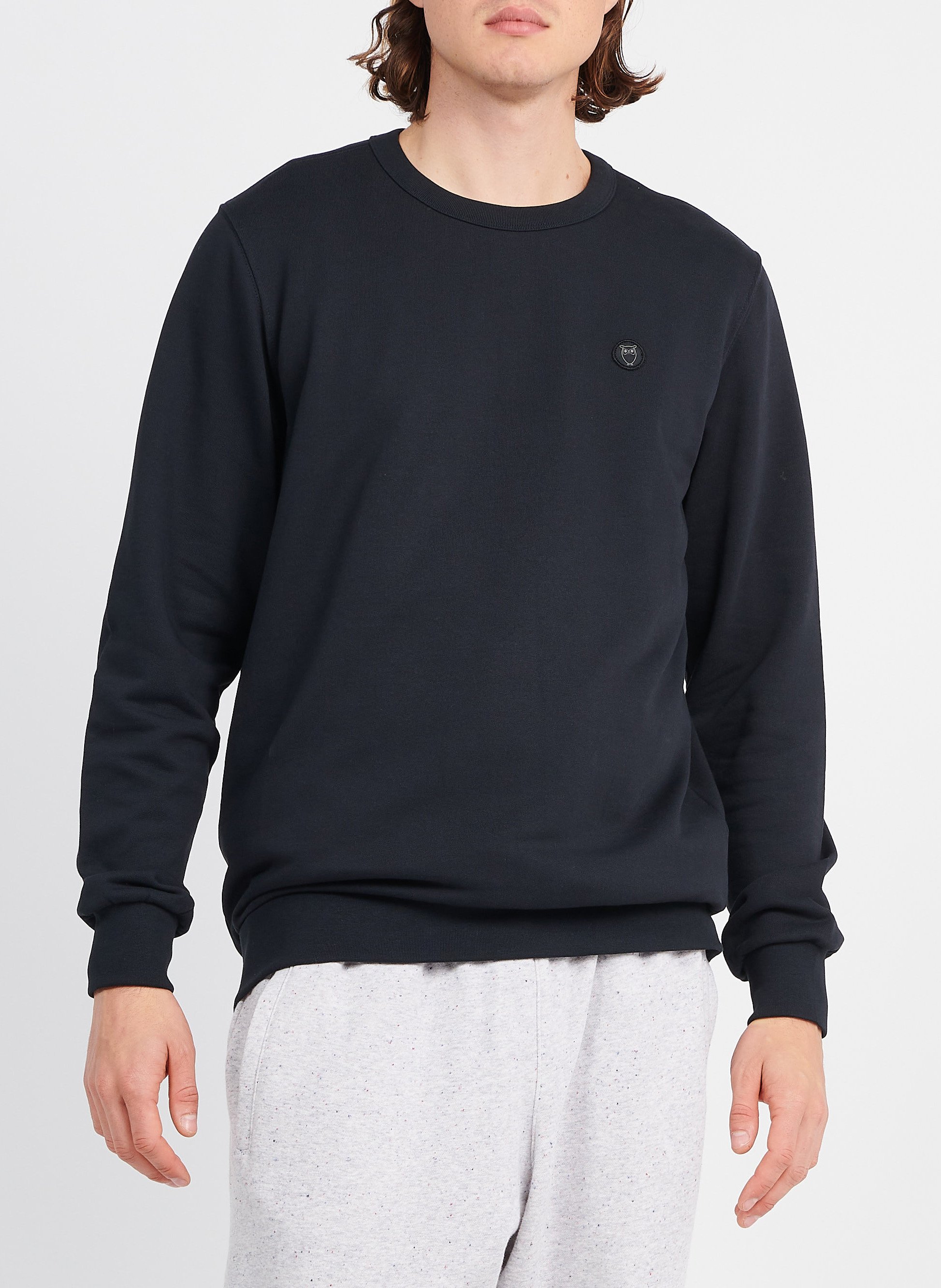 Sweat droit col rond en coton bio KNOWLEDGE COTTON APPAREL Noir