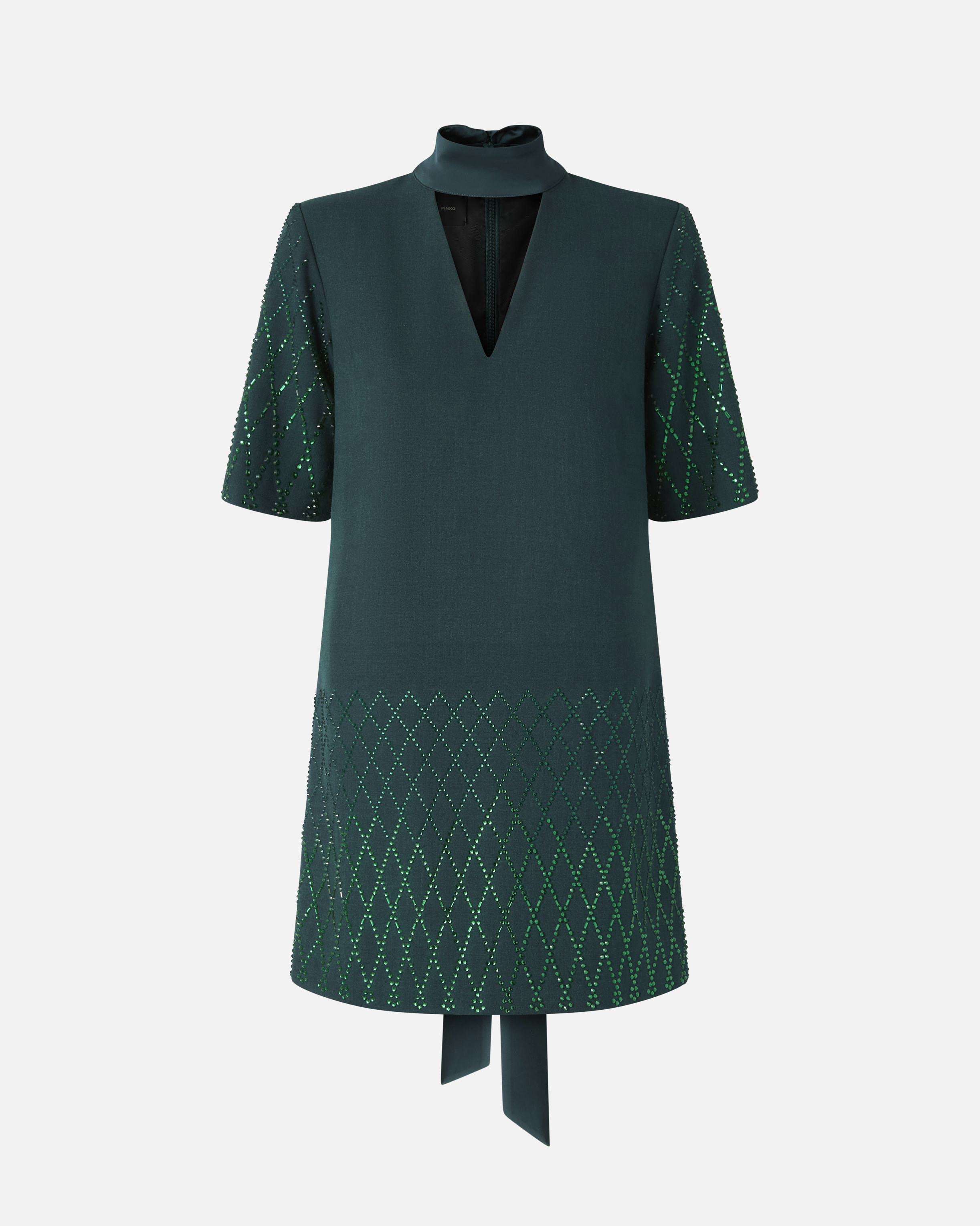 T-shirt dress with rhinestones Green