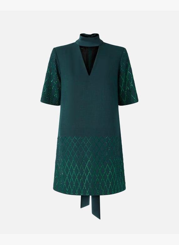 T-Shirt dress with rhinestones Green Pinko - Women | Place des Tendances T-Shirt dress with rhinestones Green Pinko - Women | Place des Tendances