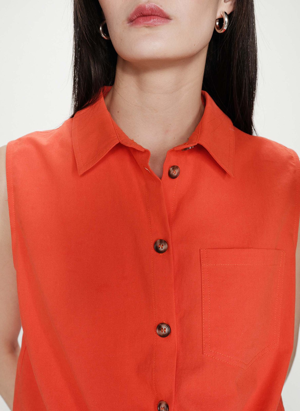 Chemise droite col classique en coton GRACE ET MILA Rouge