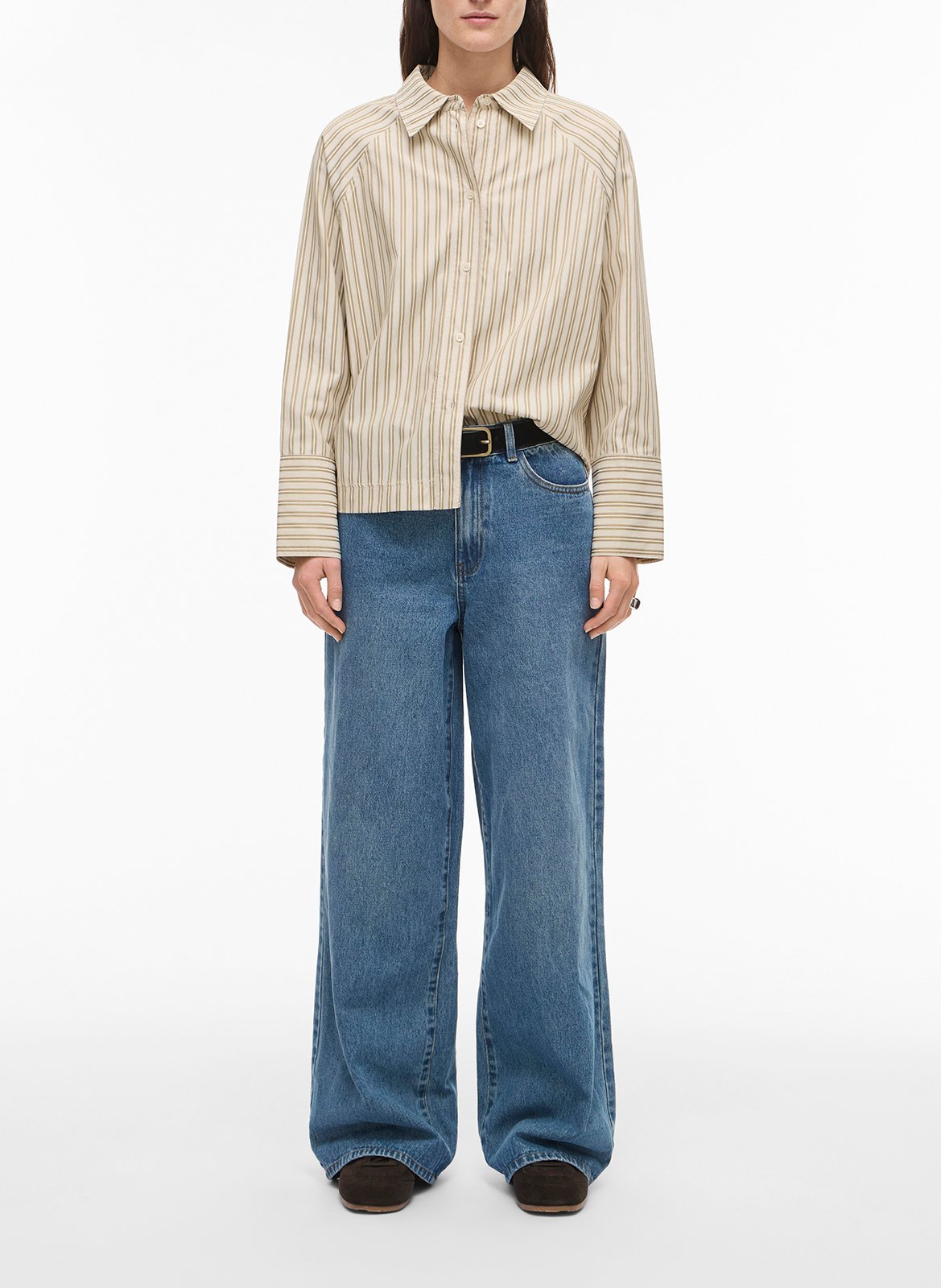 Chemise col classique en coton mélangé ROUGE EDIT Beige