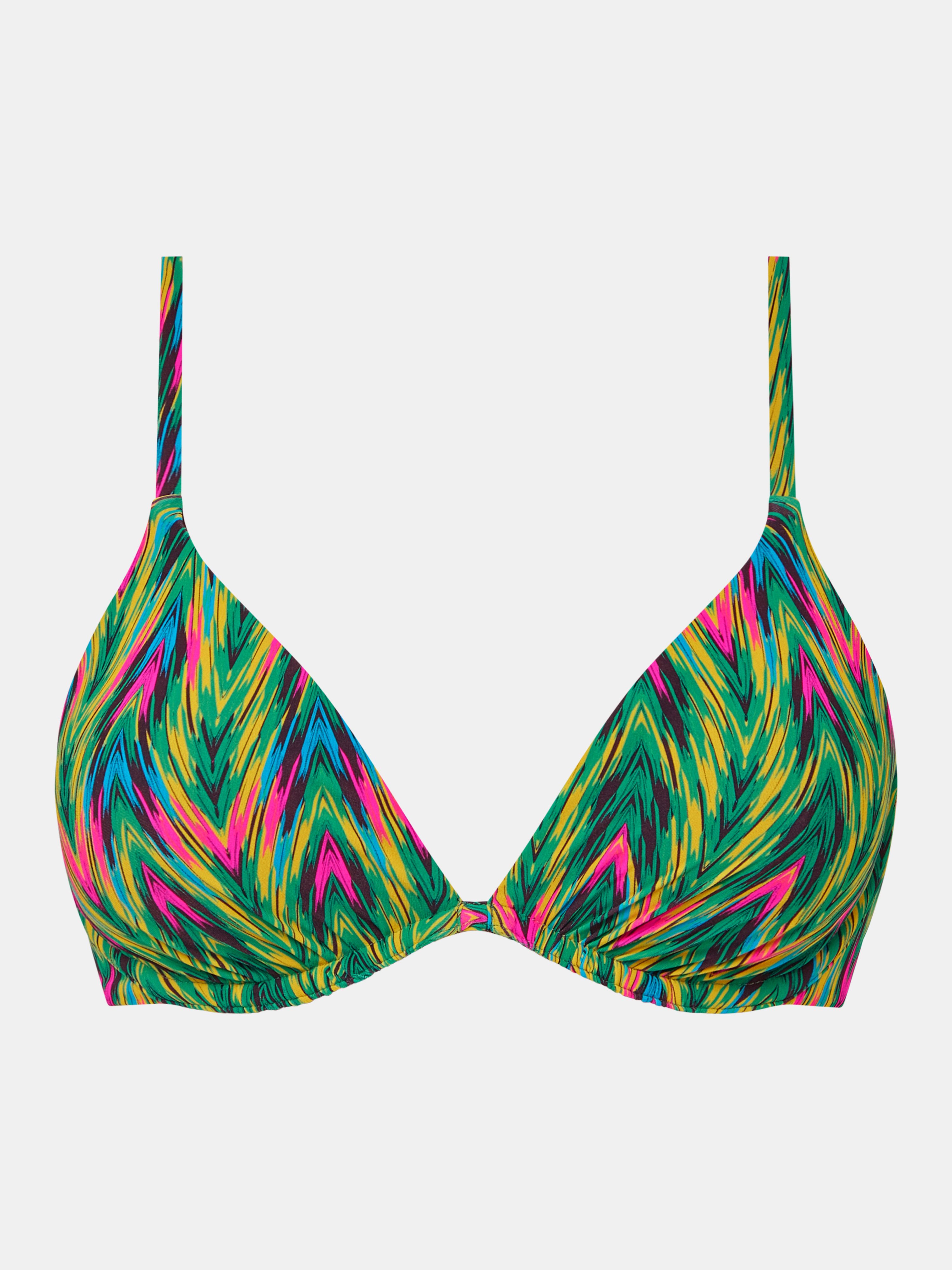 Non-wired plunging swimsuit top Green