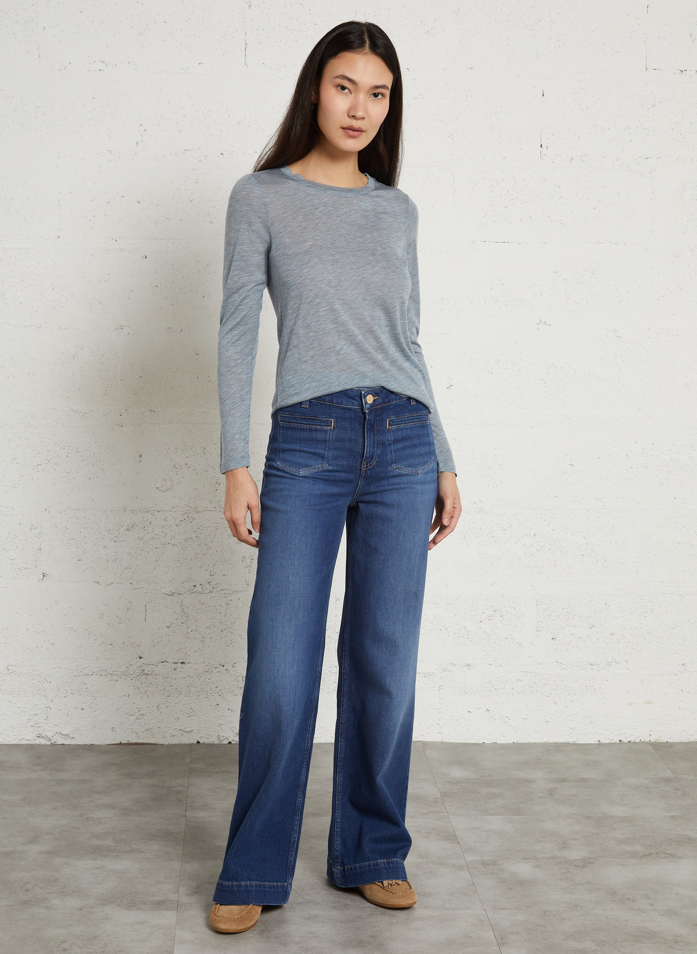 Tee-shirt moulant col rond  MAISON 123 Bleu