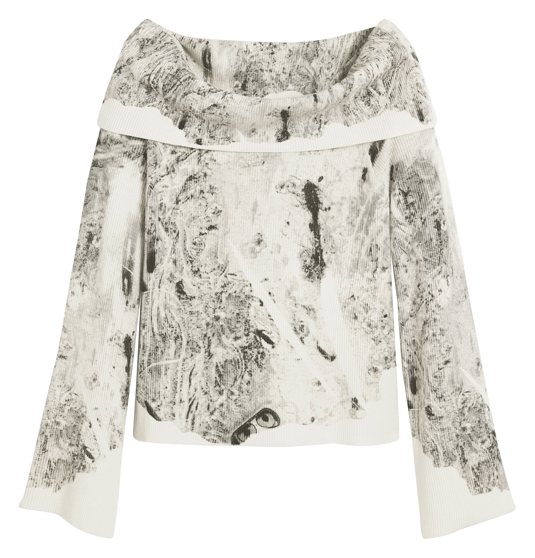 Pull col bardot imprimé DESIGUAL Noir