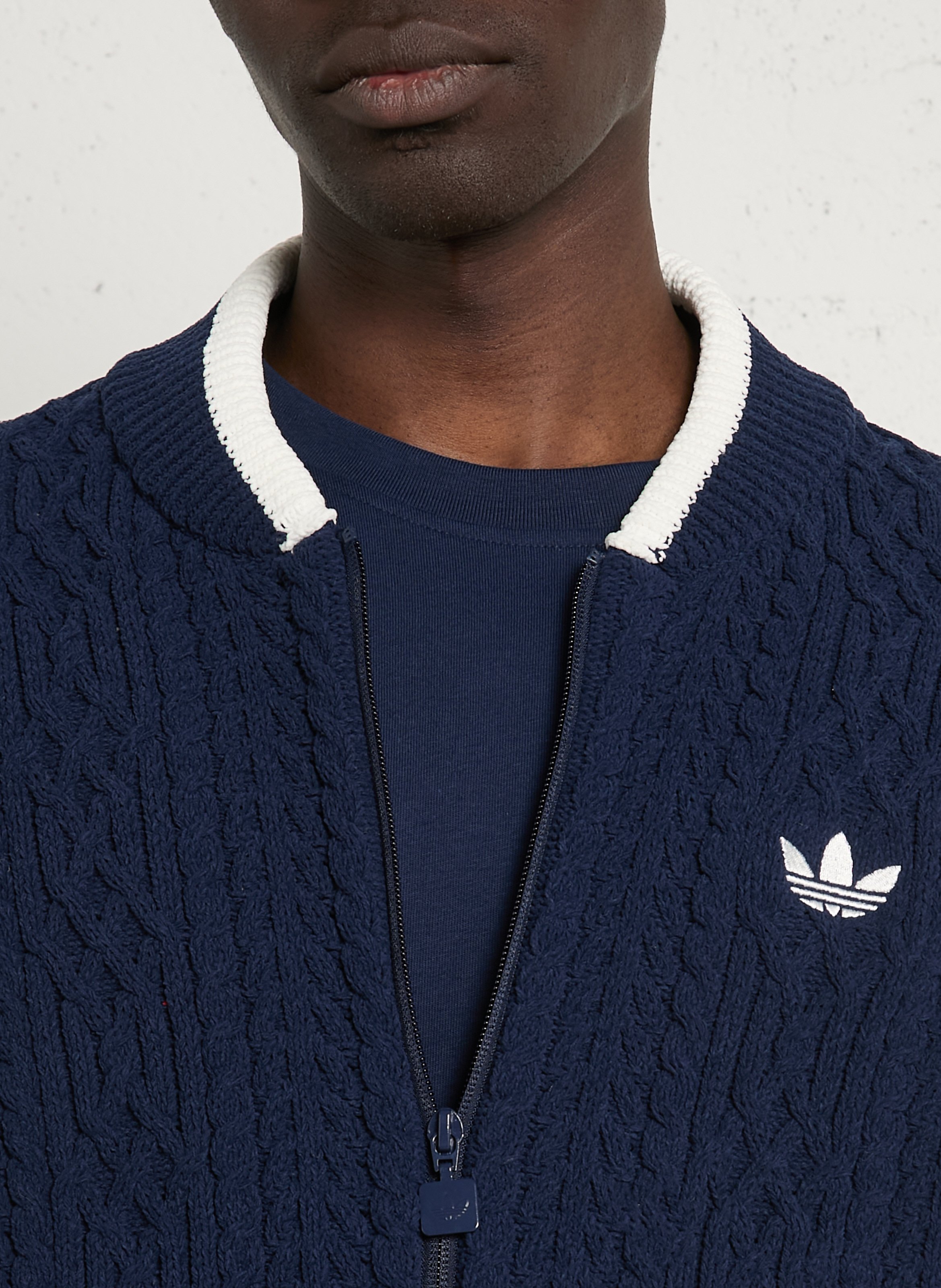 Weit geschnittener, dreifarbiger Strick-Cardigan ADIDAS Blau