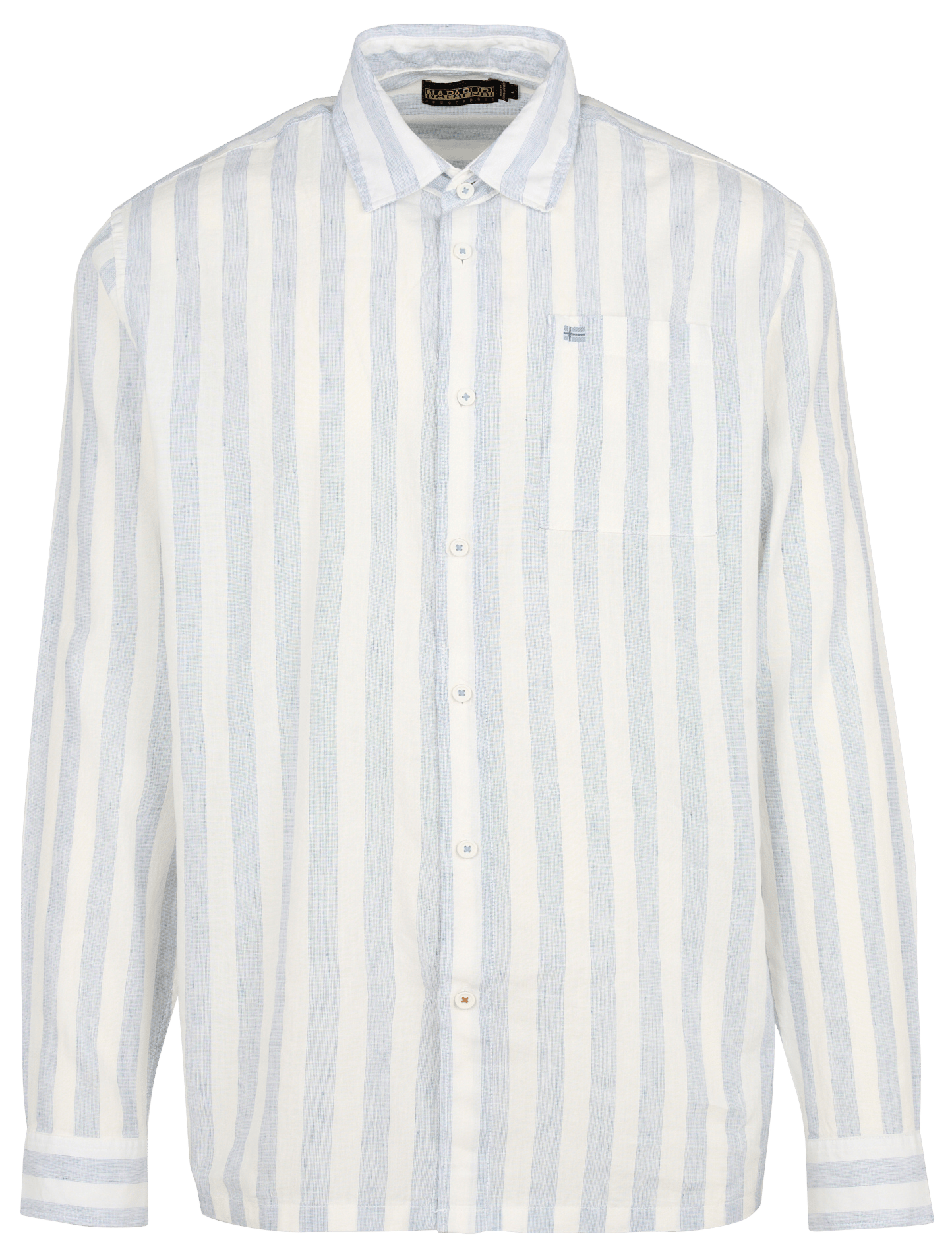 Straight classic collar striped shirt in cotton and linen NAPAPIJRI
