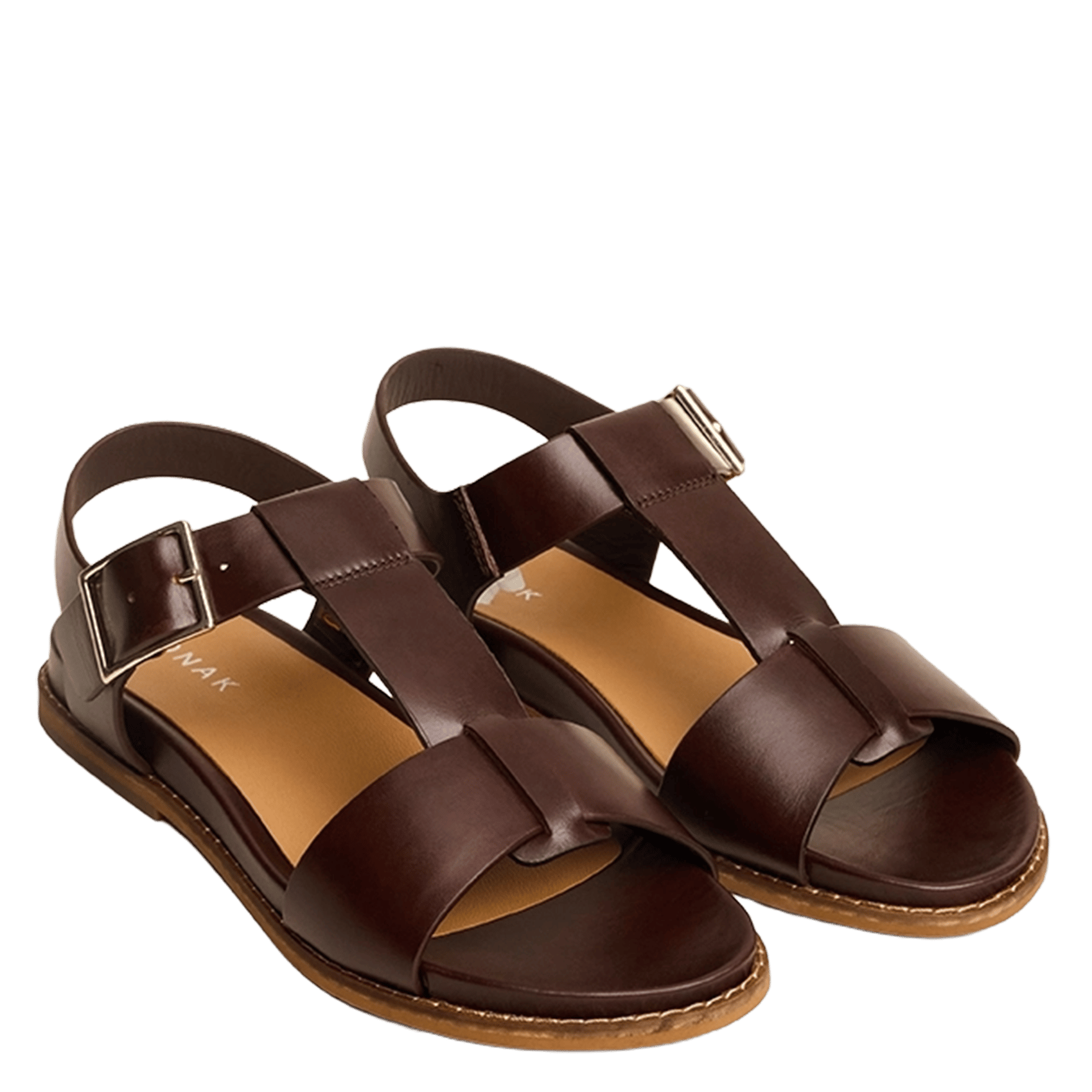 Sandales plate en cuir JONAK Prune