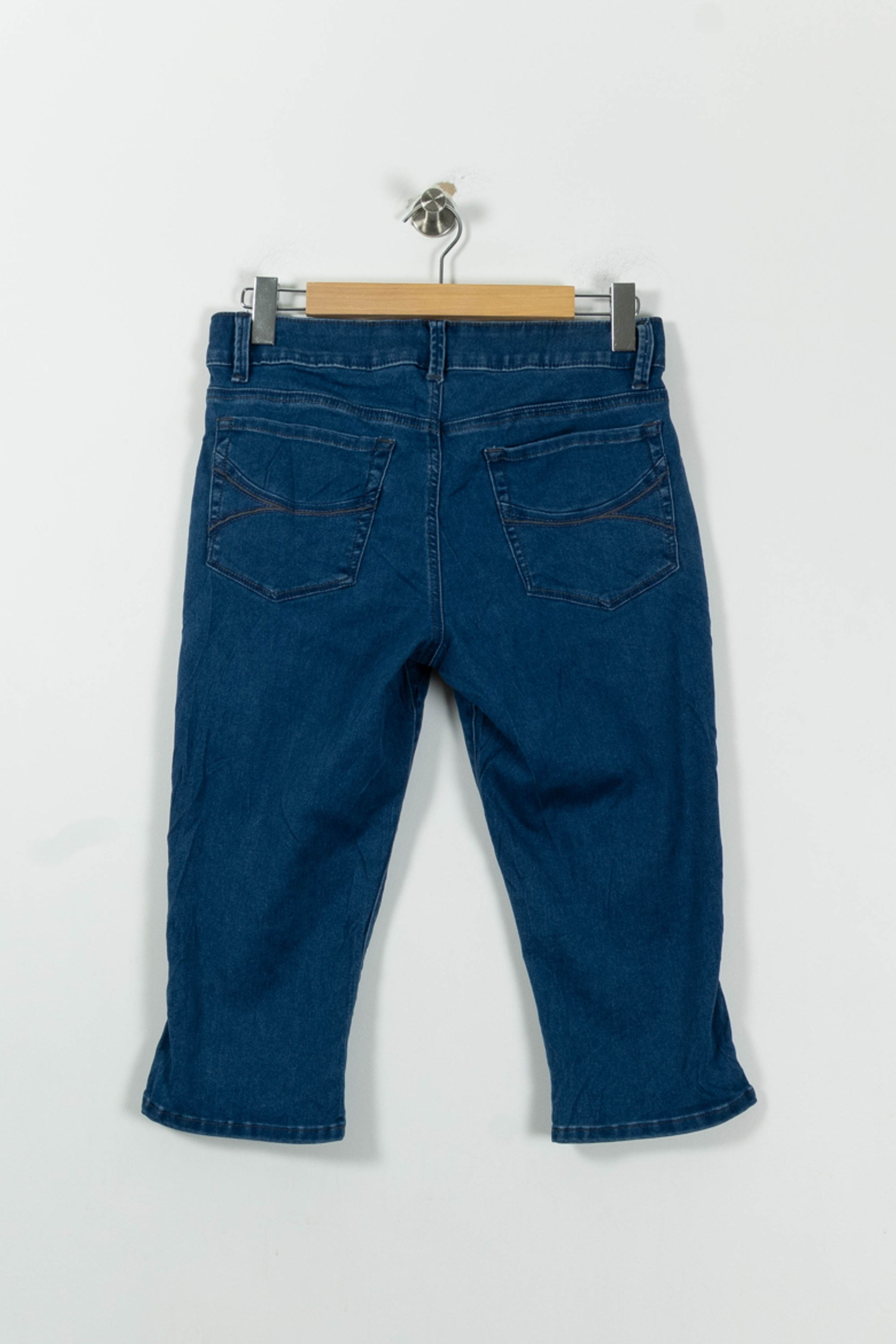 Cropped slim jeans with studs LEE - Seconde Main Blue