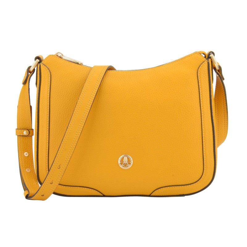 Crossbody bag in cowhide leather POURCHET Orange
