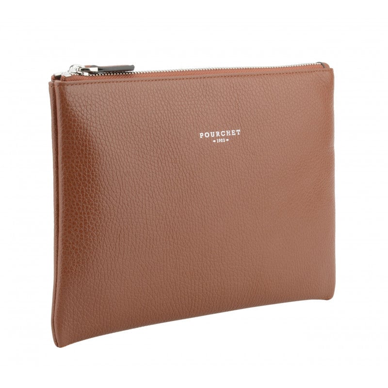 Calfskin leather shoulder bag Brown