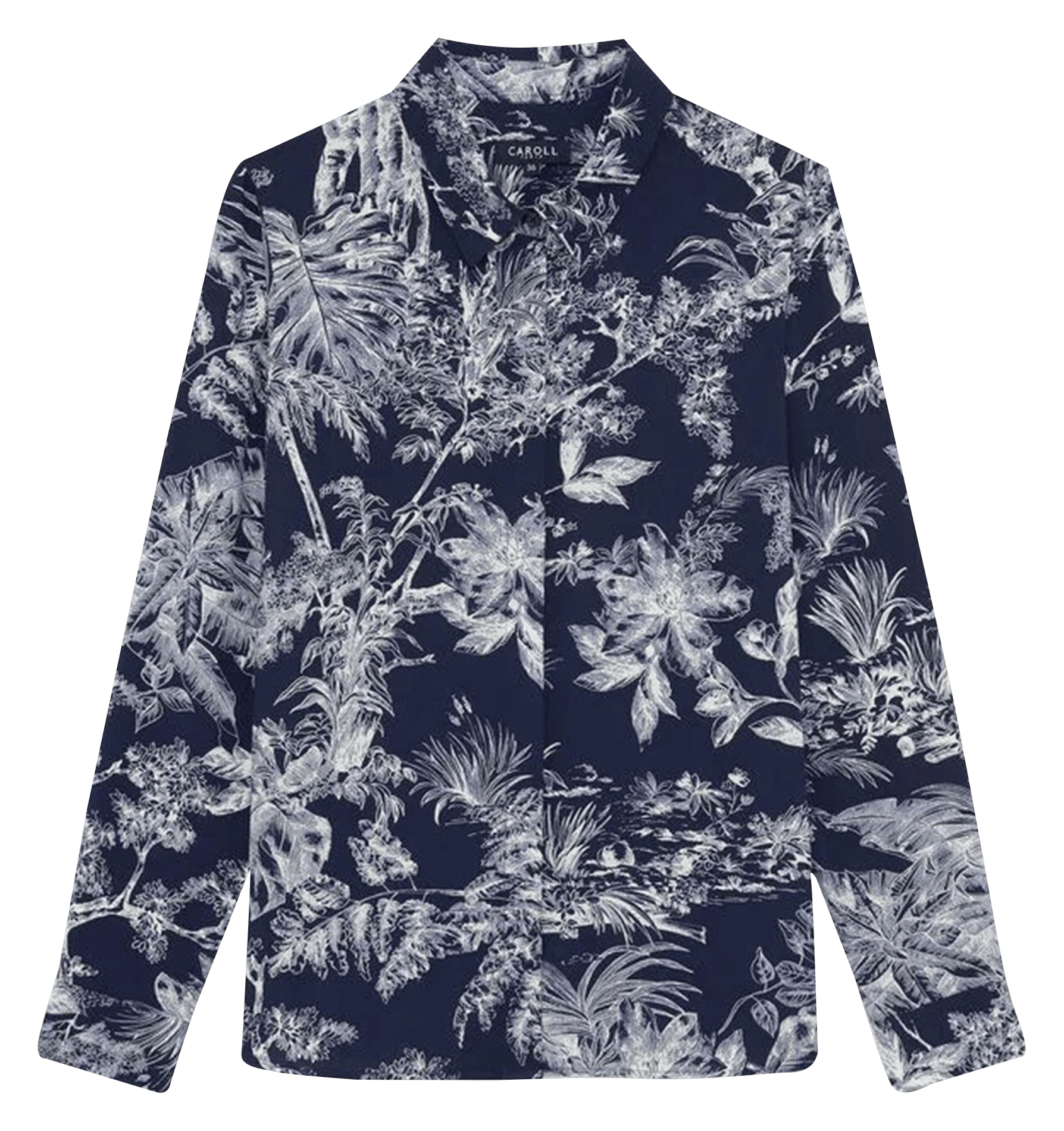 Chemise droite col classique imprimée CAROLL Bleu