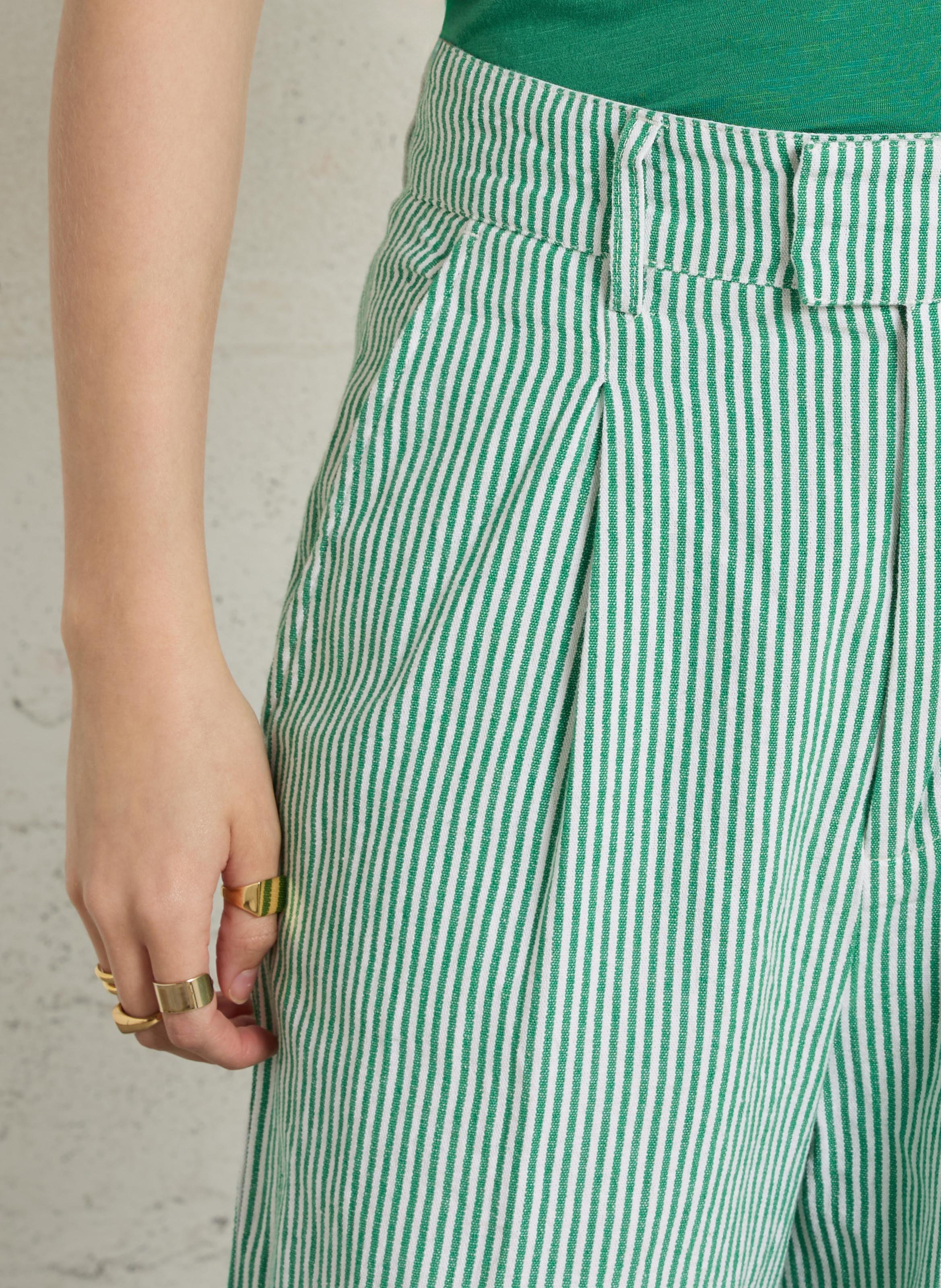 Pantalon droit en coton bio LEON & HARPER Vert